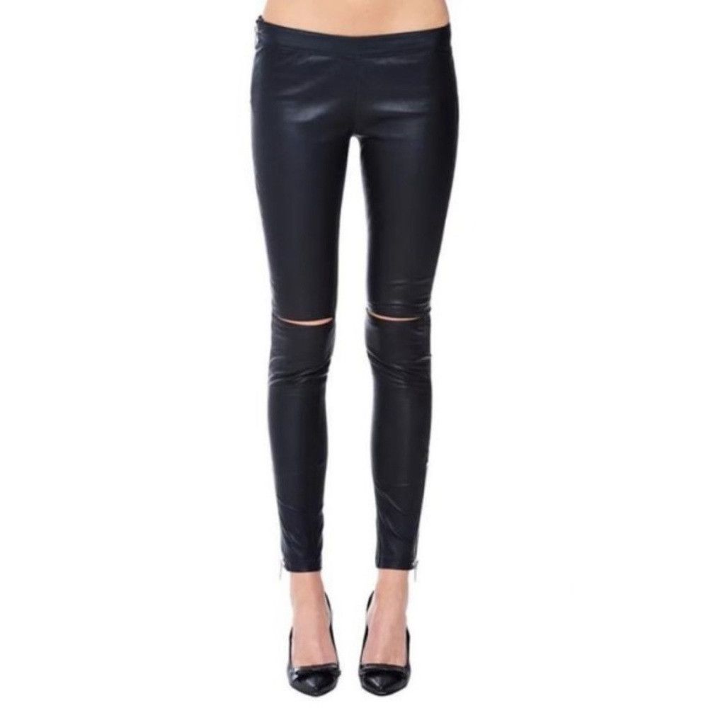 Anine Bing Anine Bing lamb leather leggings knee slit side zipper blac Size 26" / US 2 / IT 38 - 2 Thumbnail