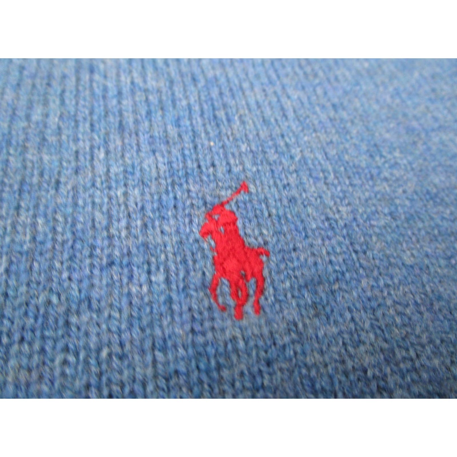 Polo Ralph Lauren VINTAGE Polo Ralph Lauren Mens XL Blue Long Sleeve Knit Pullover Sweater with Embroidered Pony - 100% Lambs Wool - Dry Clean Only Size US XL / EU 56 / 4 - 3 Thumbnail