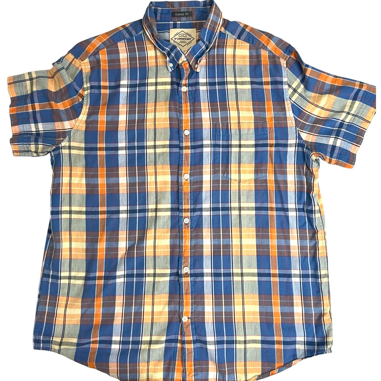 St. Johns Bay St. John’s Bay Men LG Plaid Shirt Classic Fit Short Sleeve Size US L / EU 52-54 / 3 - 9 Thumbnail
