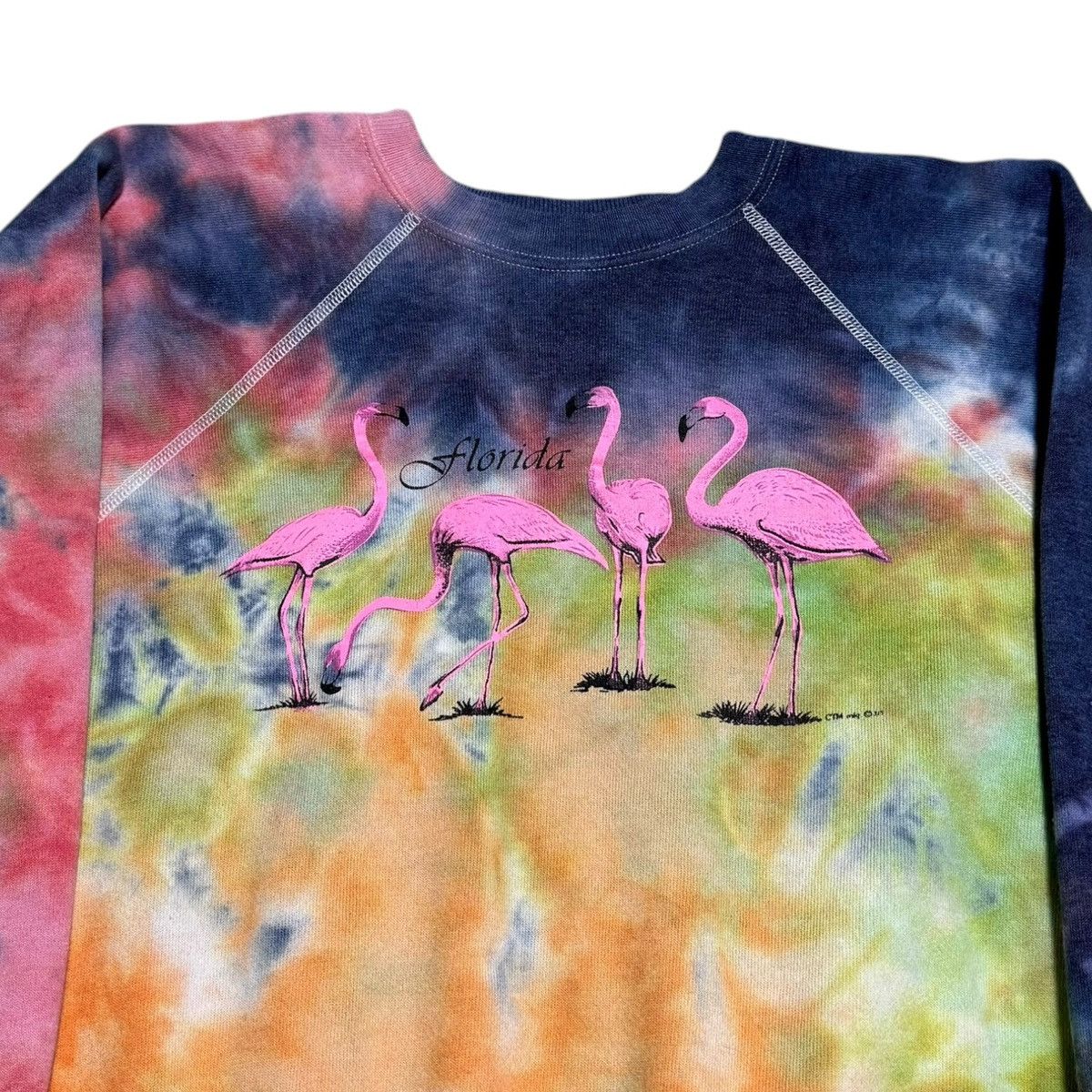 Hanes × Vintage Vintage 80s Florida Flamingo Tye Dye Sweatshirt Adult Small Size US S / EU 44-46 / 1 - 2 Thumbnail