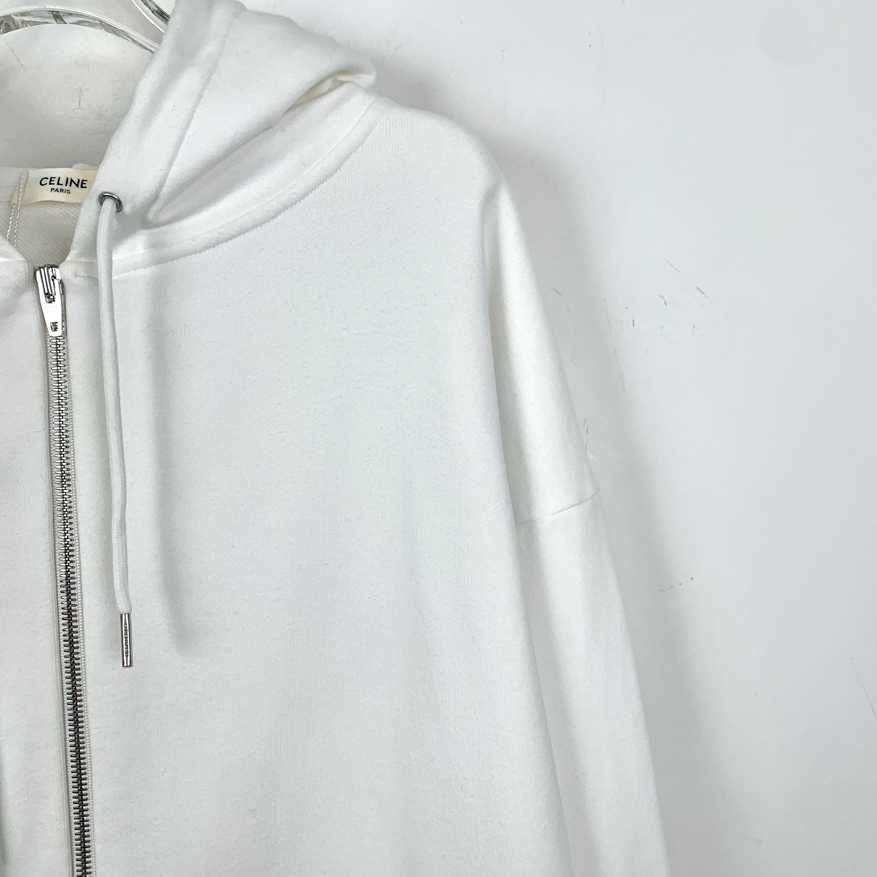 Celine Celine White Logo Print Cotton Zip-Up Hoodie (Size L) Size US L / EU 52-54 / 3 - 7 Thumbnail