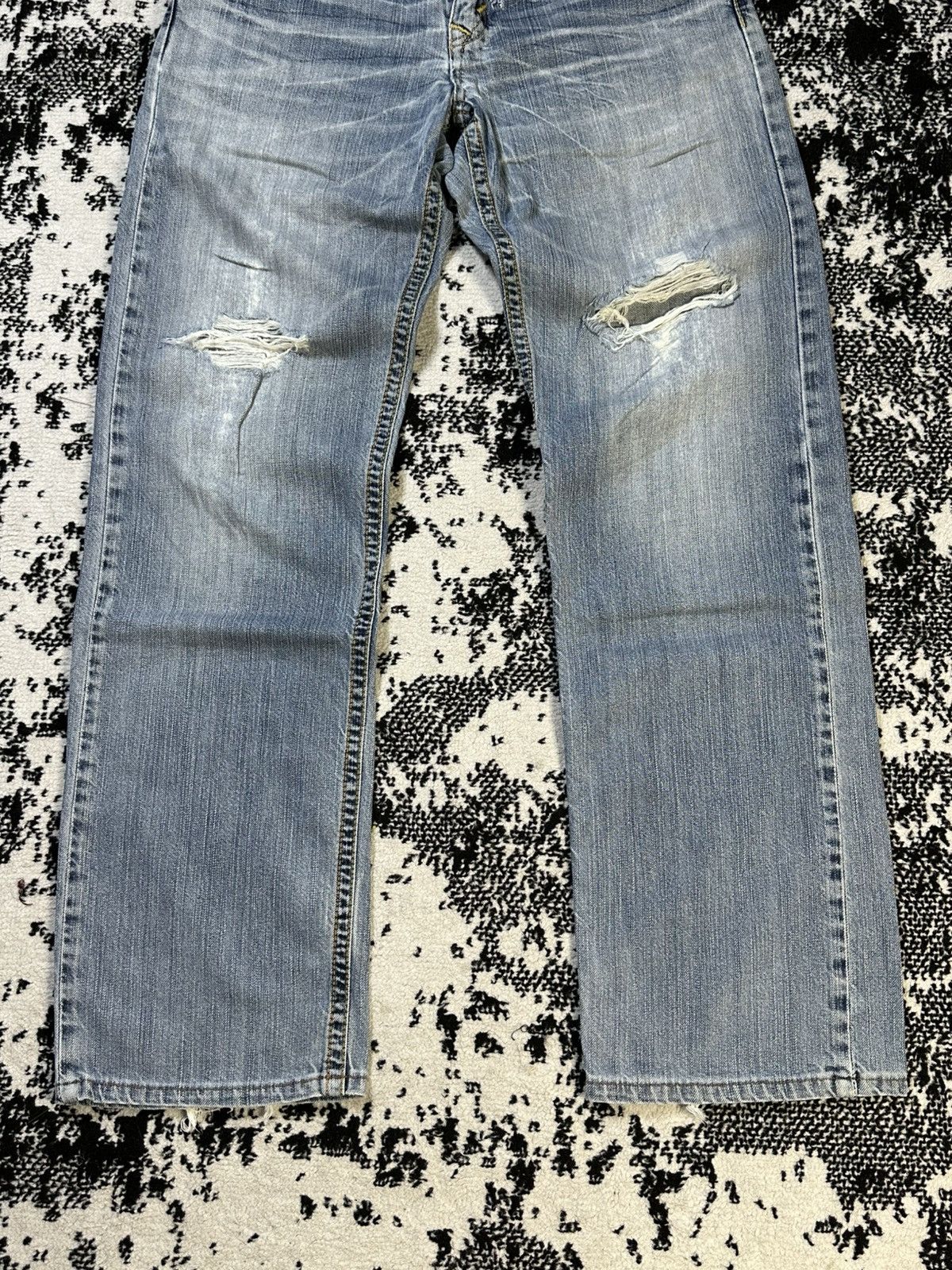 If Six Was Nine 2000s Vintage Edwin XV Distressed Rusty Jeans Sky Blue Size US 30 / EU 46 - 2 Thumbnail