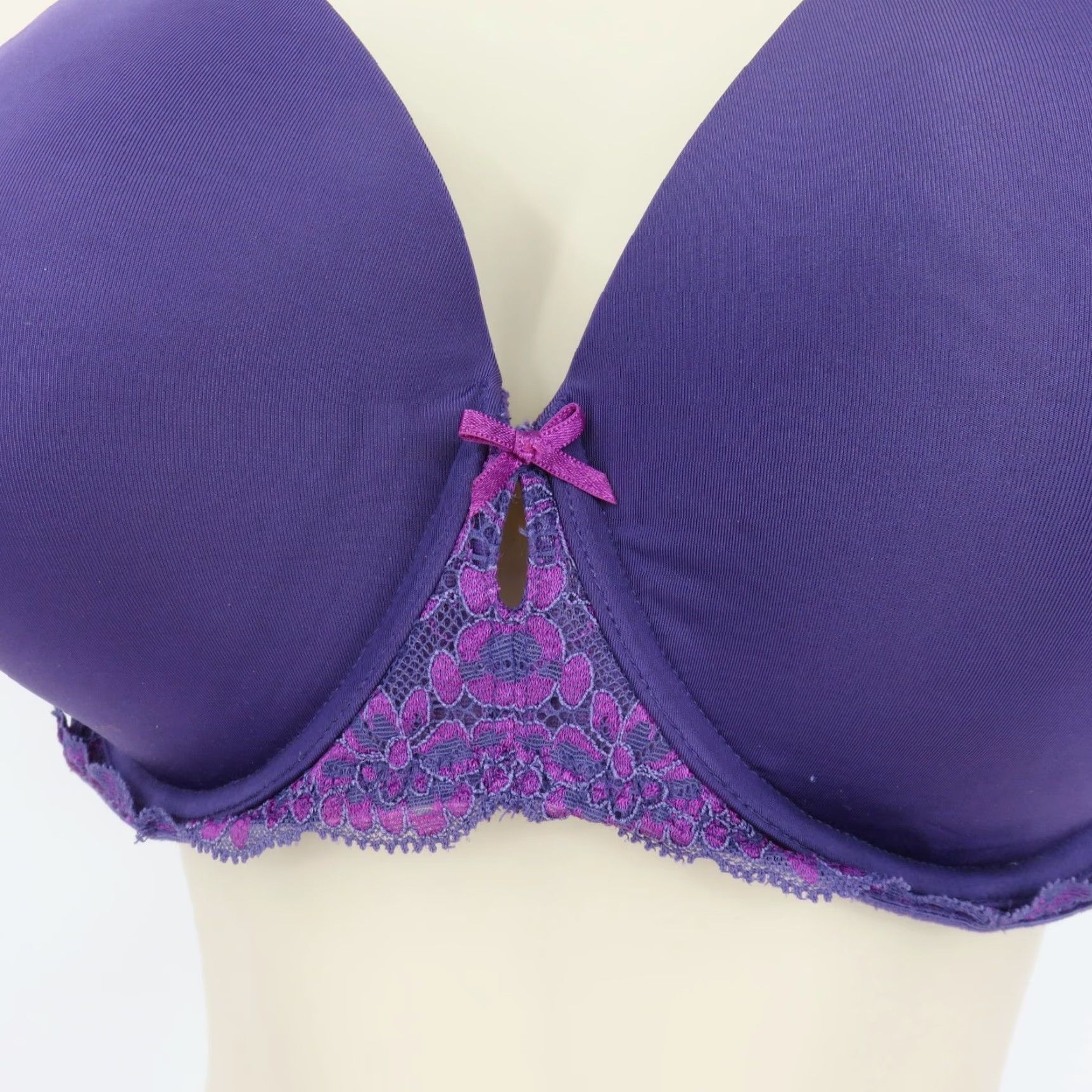 Torrid Torrid Purple Solid Underwire Padded Lace Bow Accent 40D Plus Size Womens Bra Size ONE SIZE - 3 Thumbnail