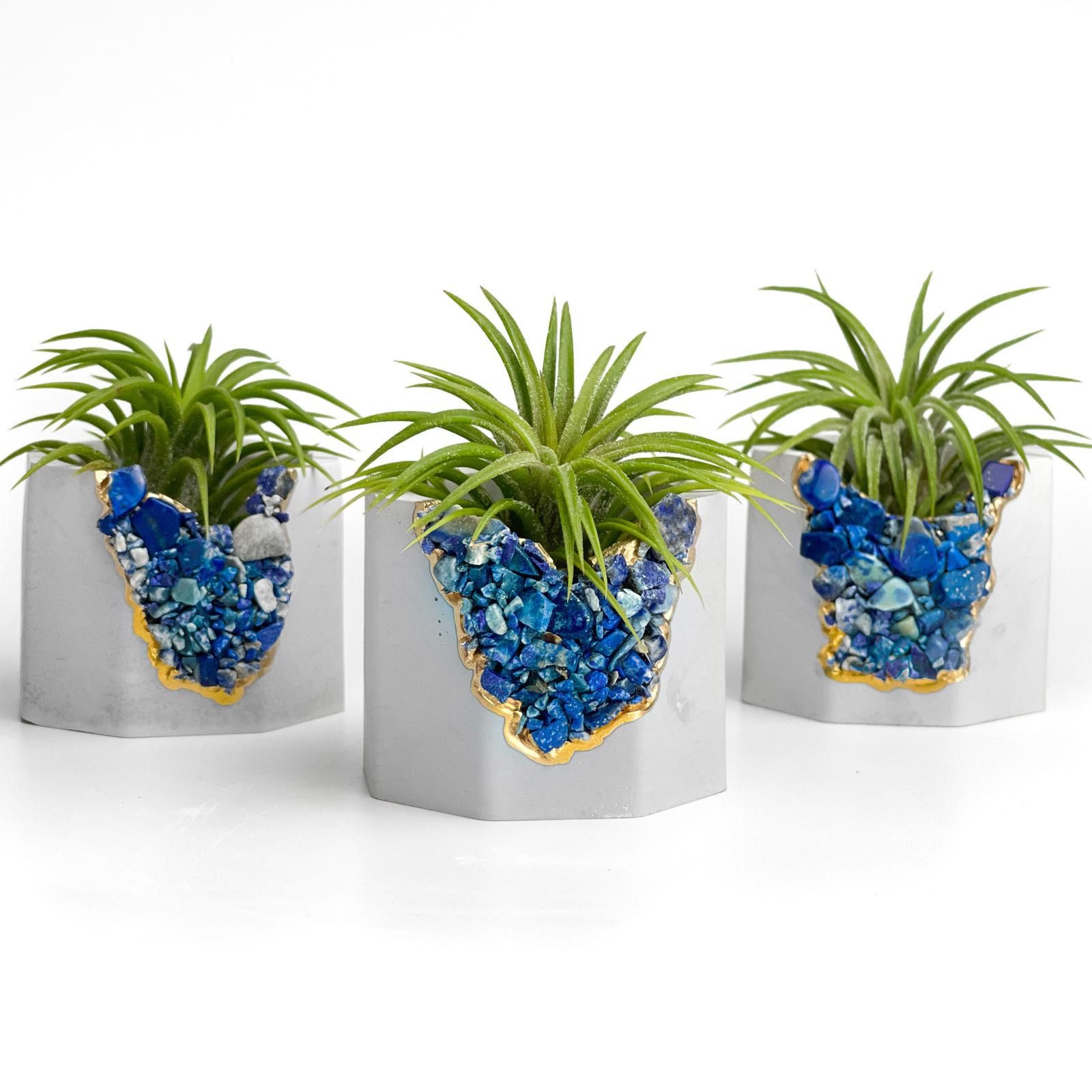 Other Lapis Lazuli Crystal Geode Planter | Concrete Succulent Pot Size ONE SIZE - 4 Thumbnail