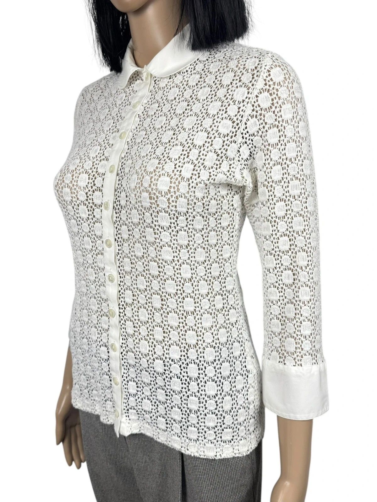 ANNE FONTAINE Anne Fontaine Regina Lace Crochet Button Up Blouse Size M / US 6-8 / IT 42-44 - 4 Thumbnail
