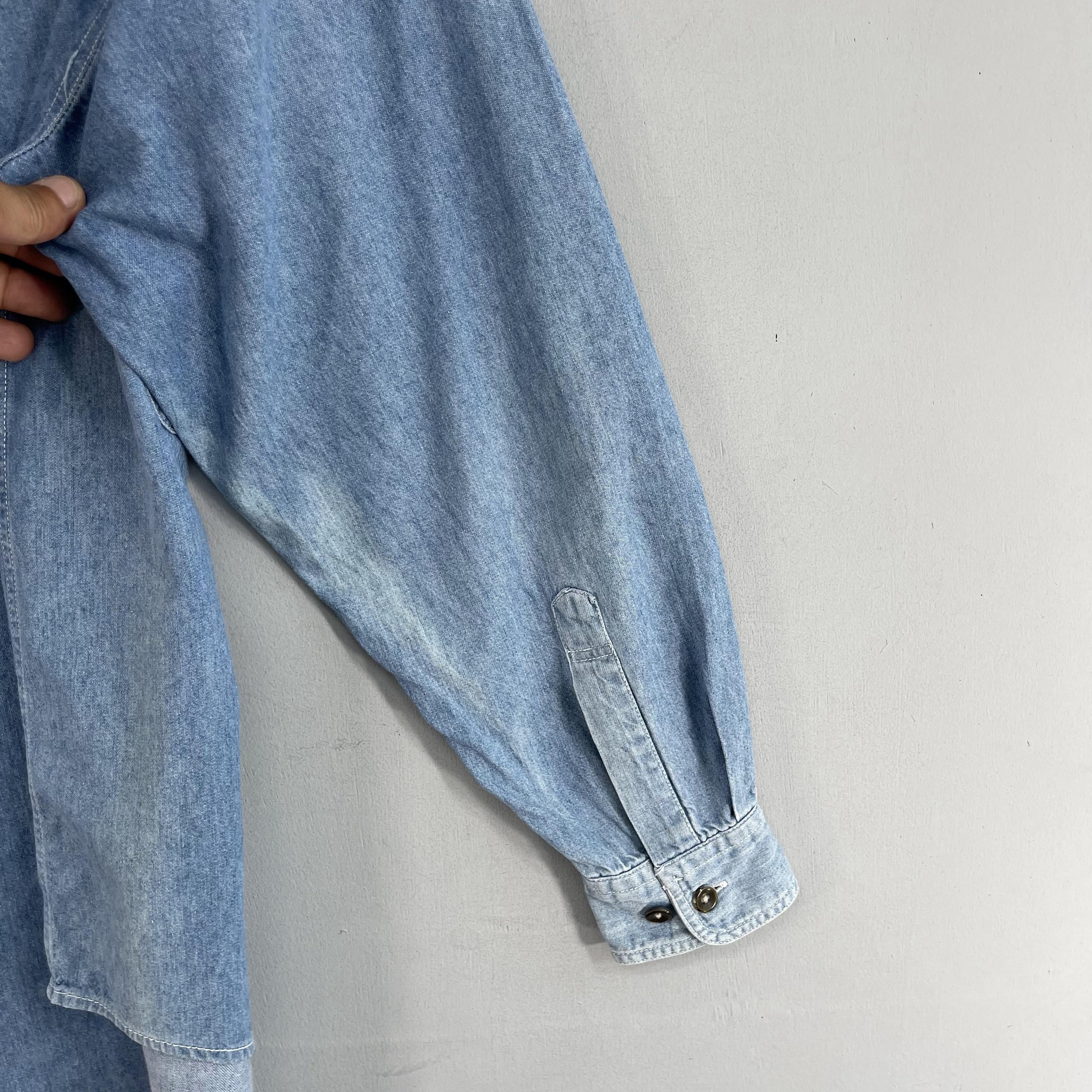 Budweiser × Vintage Vintage BUDWEISER Back Hit Denim Worker Sun Faded Shirt Size US L / EU 52-54 / 3 - 11 Thumbnail