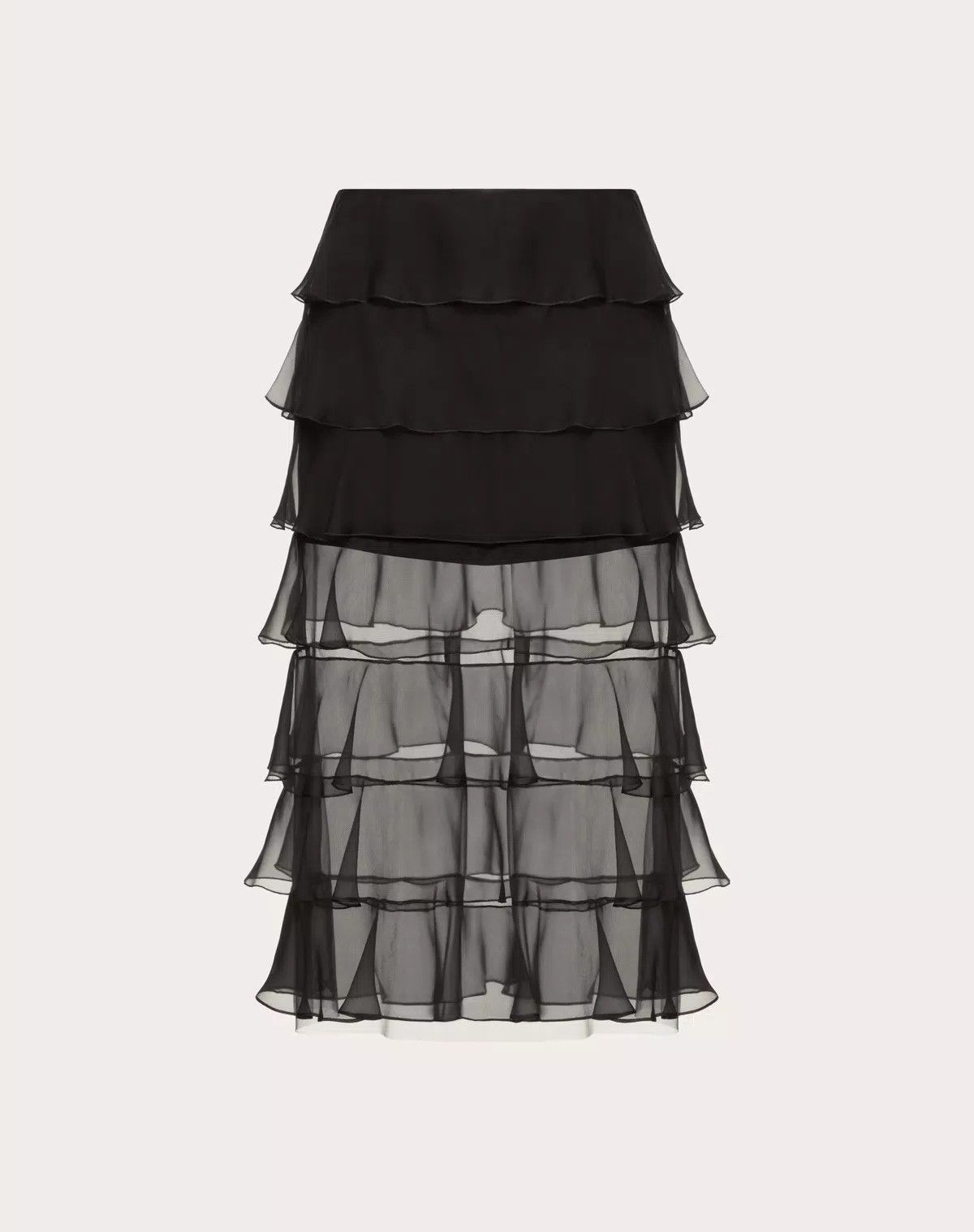 Valentino o1s1wg110426 Chiffon Skirt in Nero Size 28" / US 6 / IT 42 - 1 Thumbnail