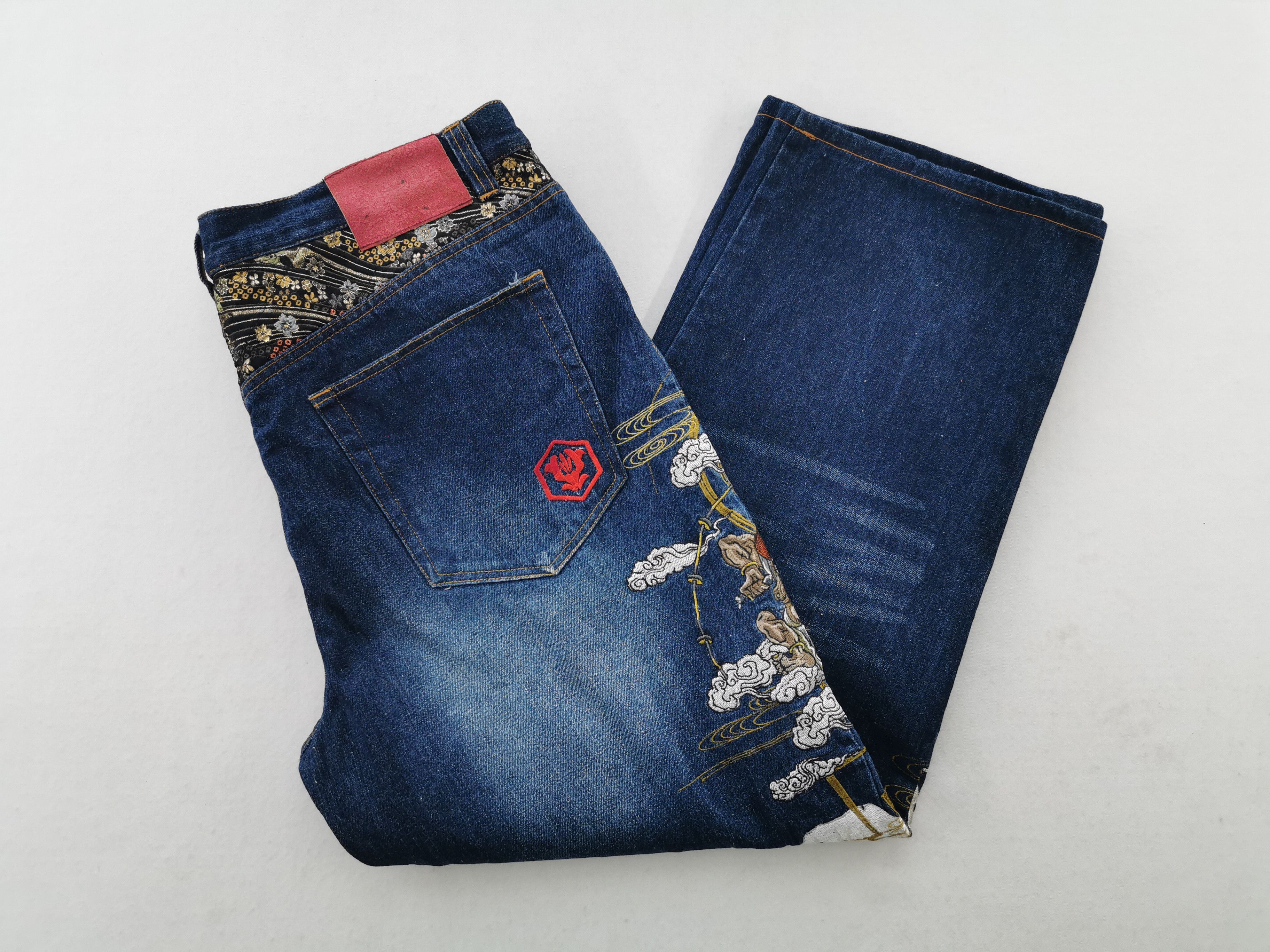 Japanese Brand × Vintage Vintage Menis Nagaya Japanese Fujin & Raijin Design Size US 32 / EU 48 - 4 Thumbnail
