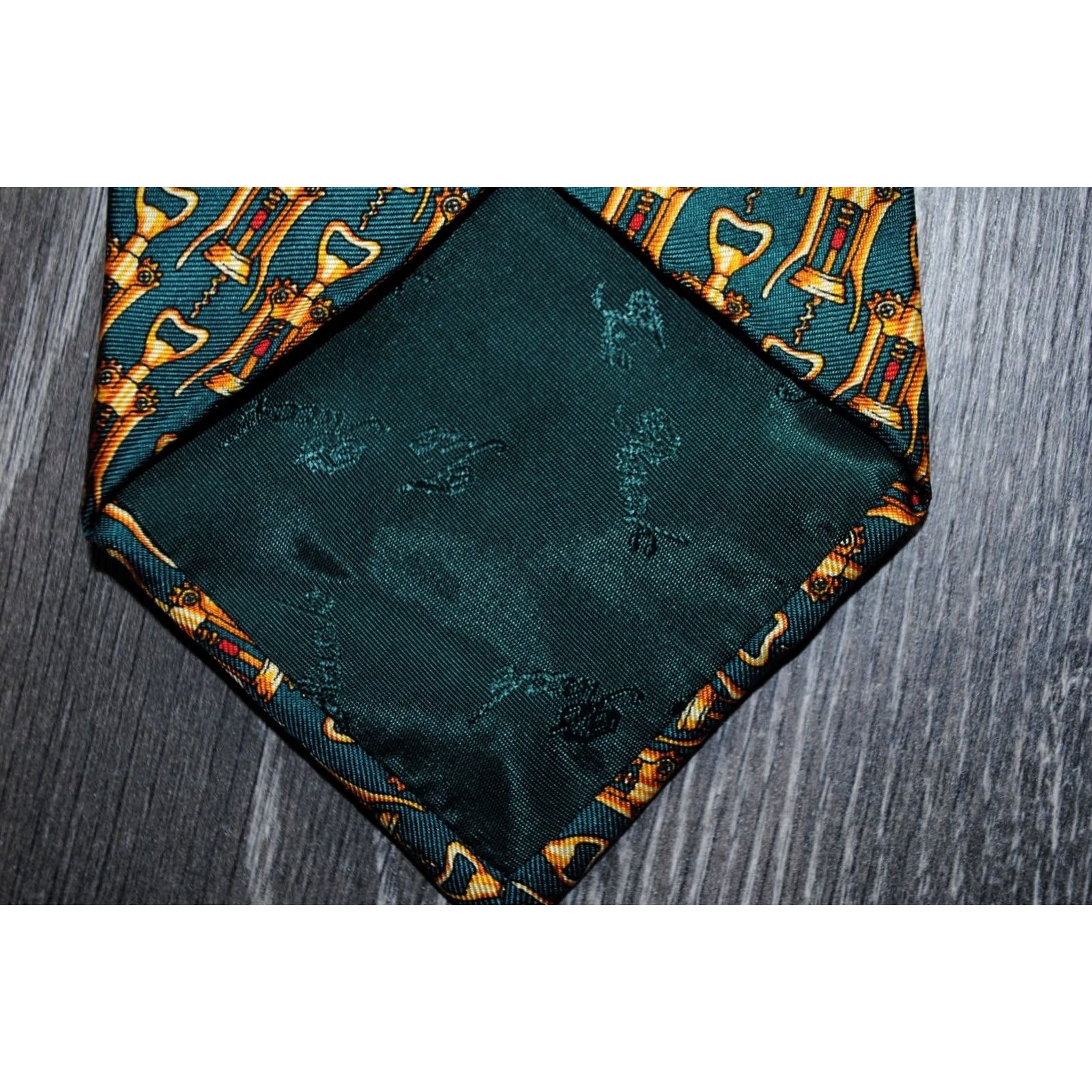 Vintage BEAUFORT Green Wine 100% Silk TIE MENS Silk Tie Geometric Made in Italy RARE Size ONE SIZE - 7 Thumbnail
