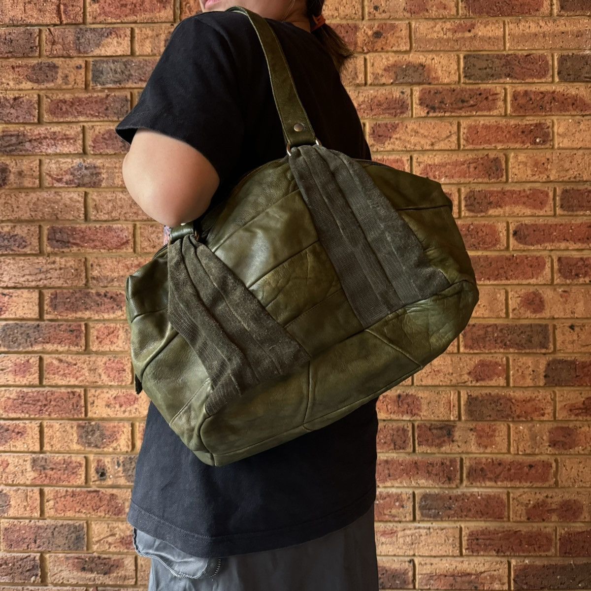 Other Olive green leather shoulder bag made in Italy Size ONE SIZE - 4 Thumbnail