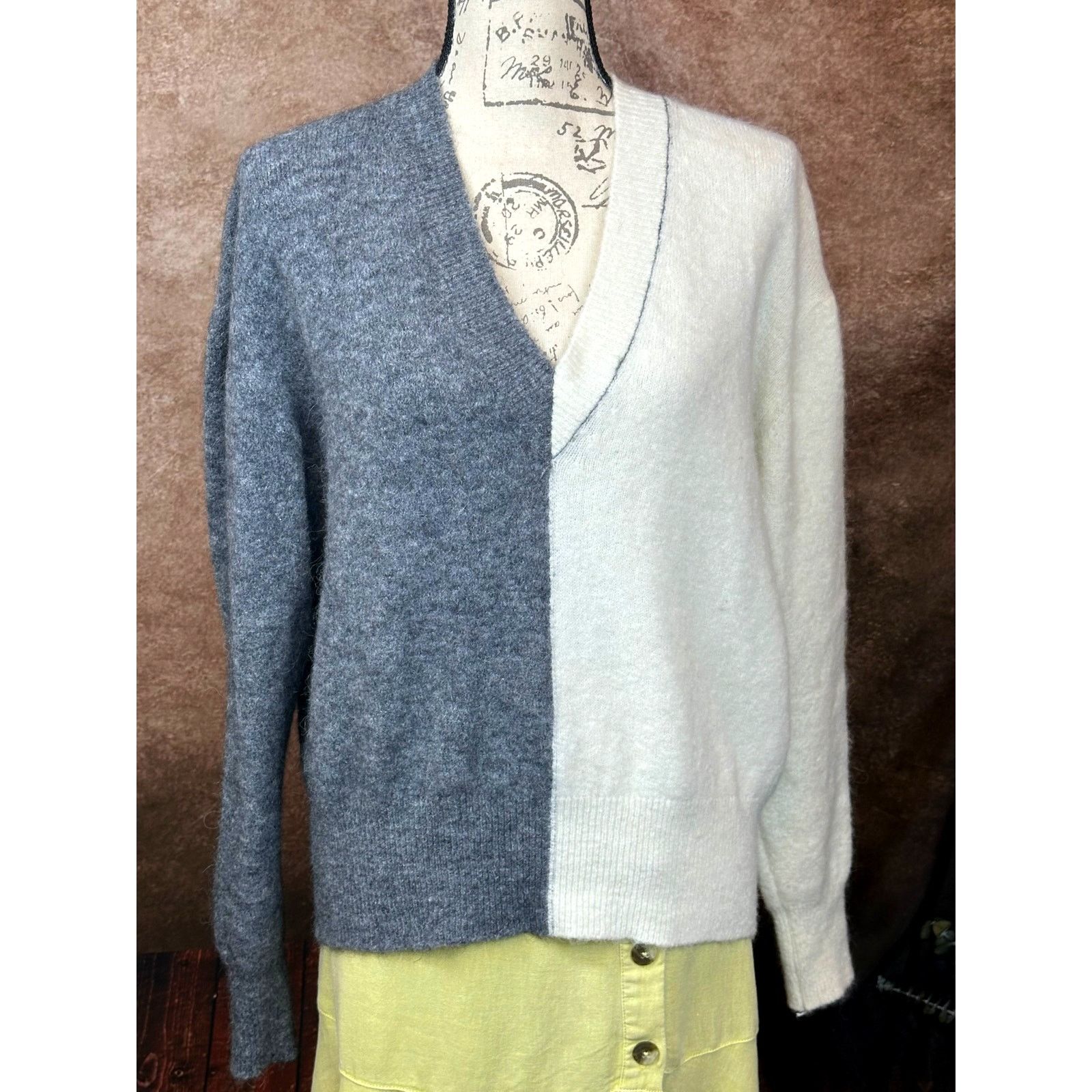 Other V Neck Sweater Two Tone Alpaka Bartolini Made in Italy L Size L / US 10 / IT 46 - 5 Thumbnail