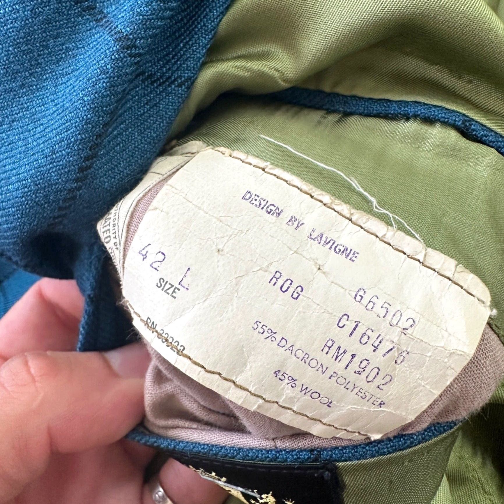 Vintage VINTAGE 1970s Blue Wool Suit Jacket Sportcoat 42 Regular Rockabilly Mens Size 42R - 4 Thumbnail