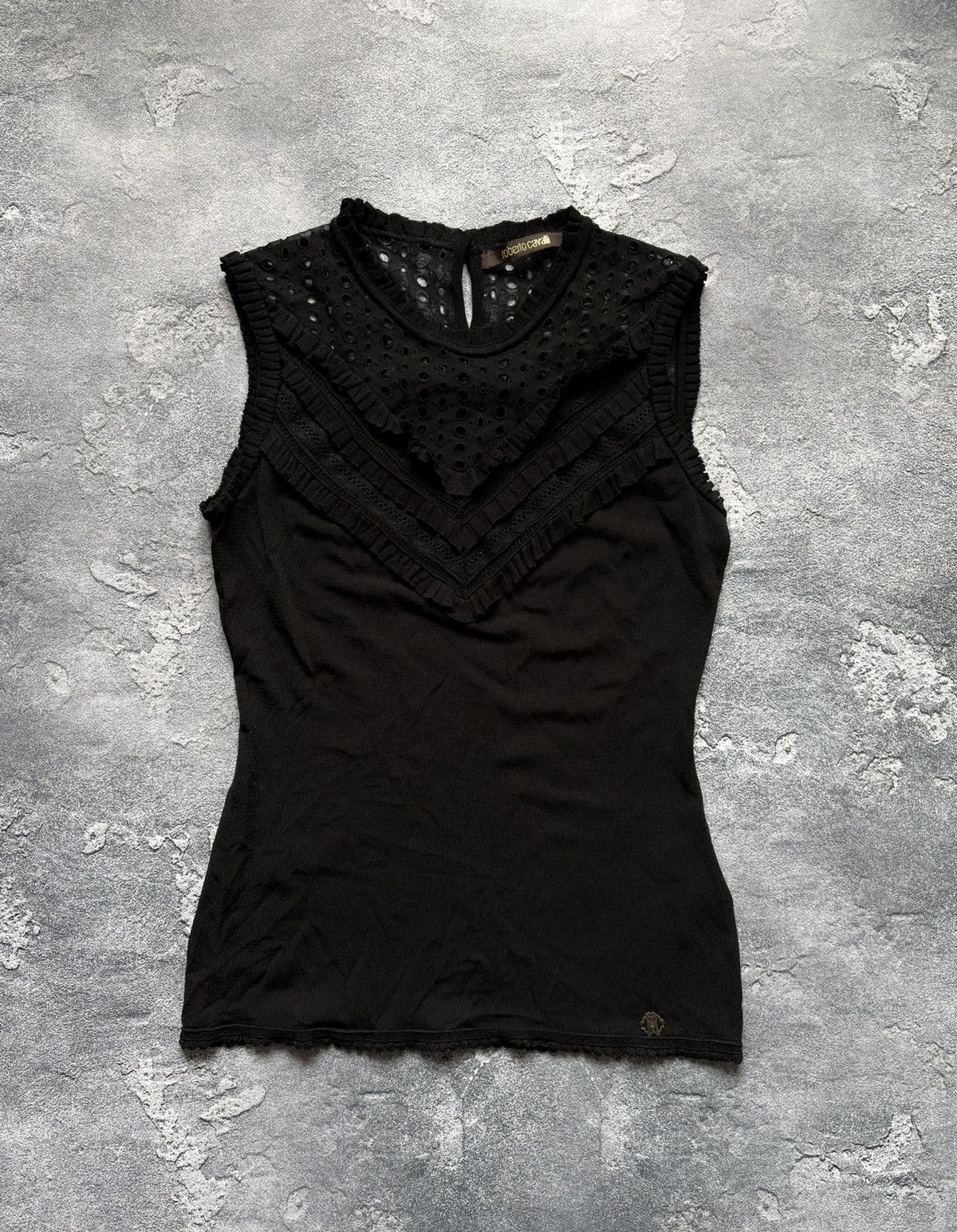Roberto Cavalli Vintage Roberto Cavalli Luxury Embroidered Mesh Tank Top Size M / US 6-8 / IT 42-44 - 1 Thumbnail