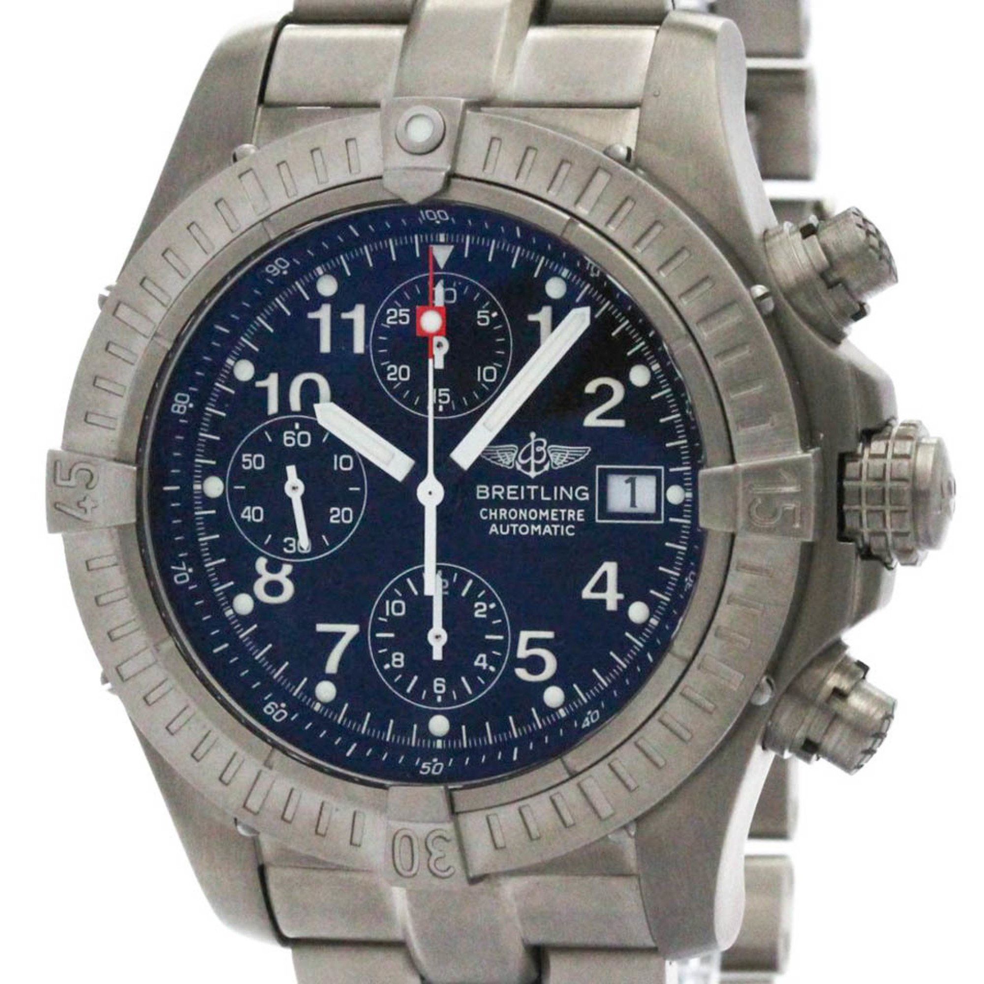 image of Polished Breitling Chrono Avenger Titanium Automatic Mens Watch E13360 Bf572342 in Black, Women's