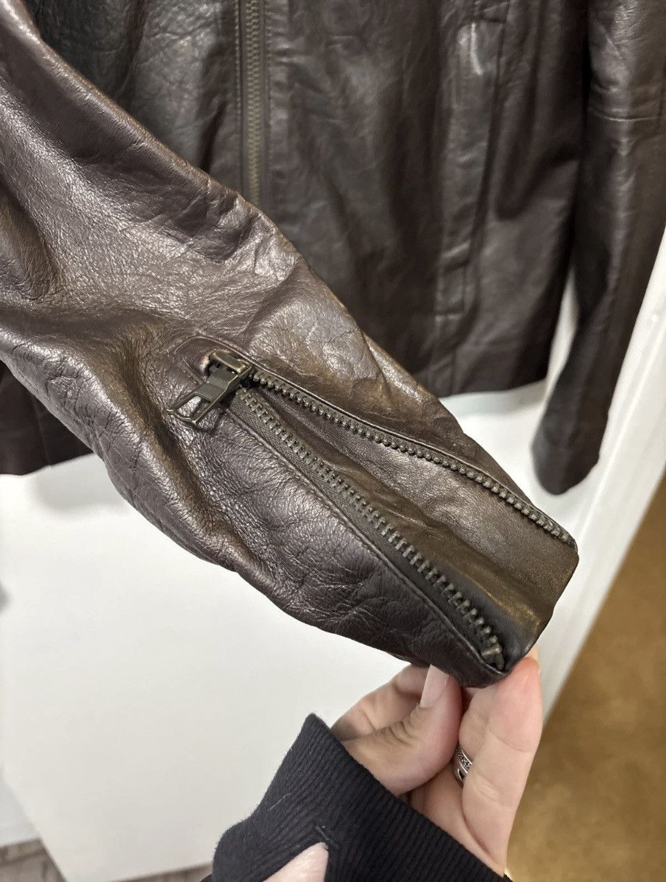 Other Witchery Man Brown Leather Biker Moto jacket soft zip sleeve Size US M / EU 48-50 / 2 - 5 Thumbnail