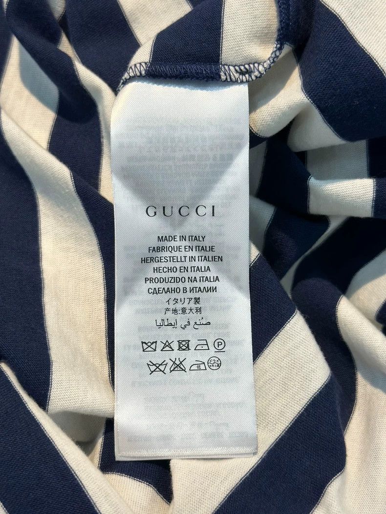 Gucci Gucci Blue and white striped embroidered men's short-sleeve Size US M / EU 48-50 / 2 - 5 Thumbnail