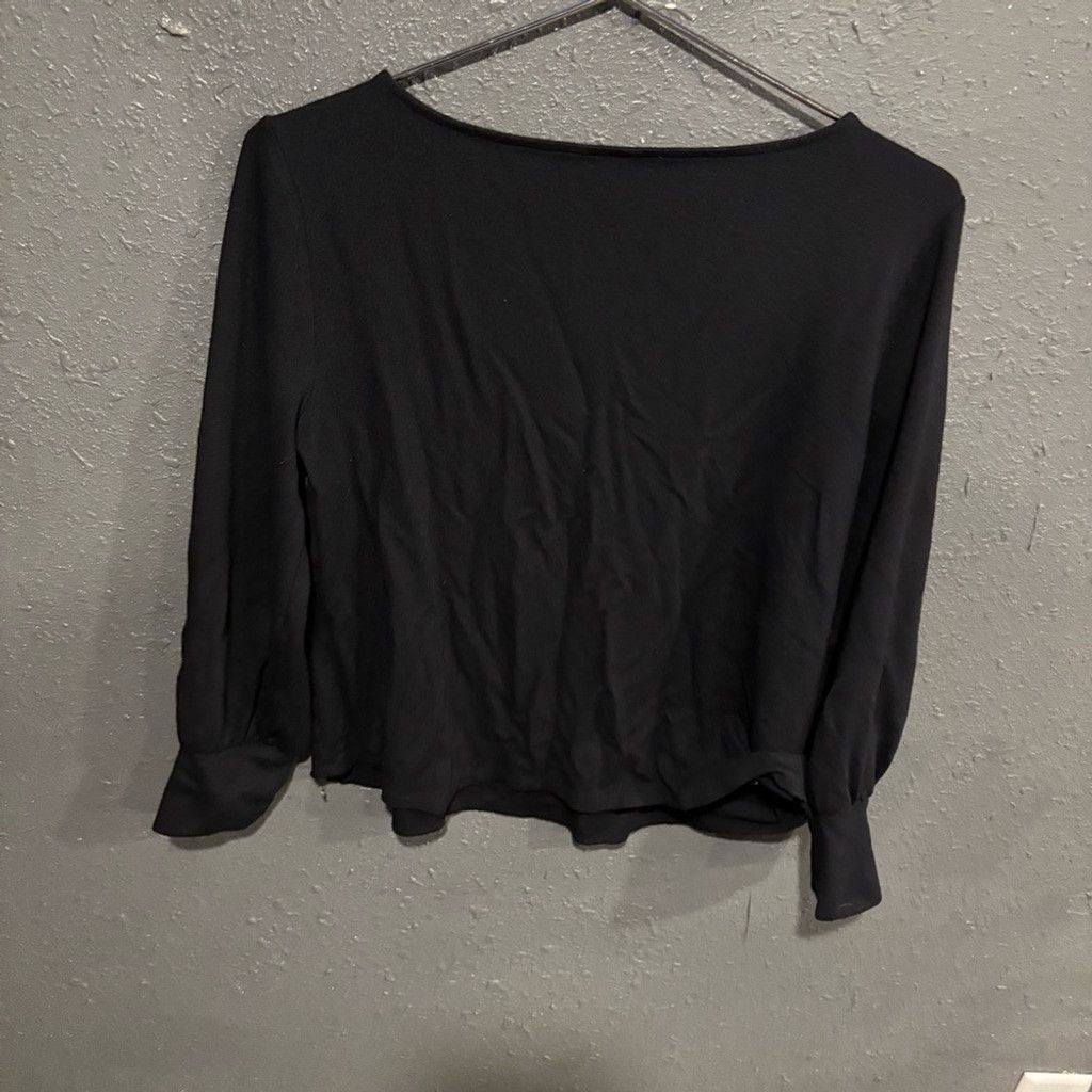 Ann Taylor Ann Taylor Classic Black Sweatshirt Top Size L / US 10 / IT 46 - 3 Thumbnail