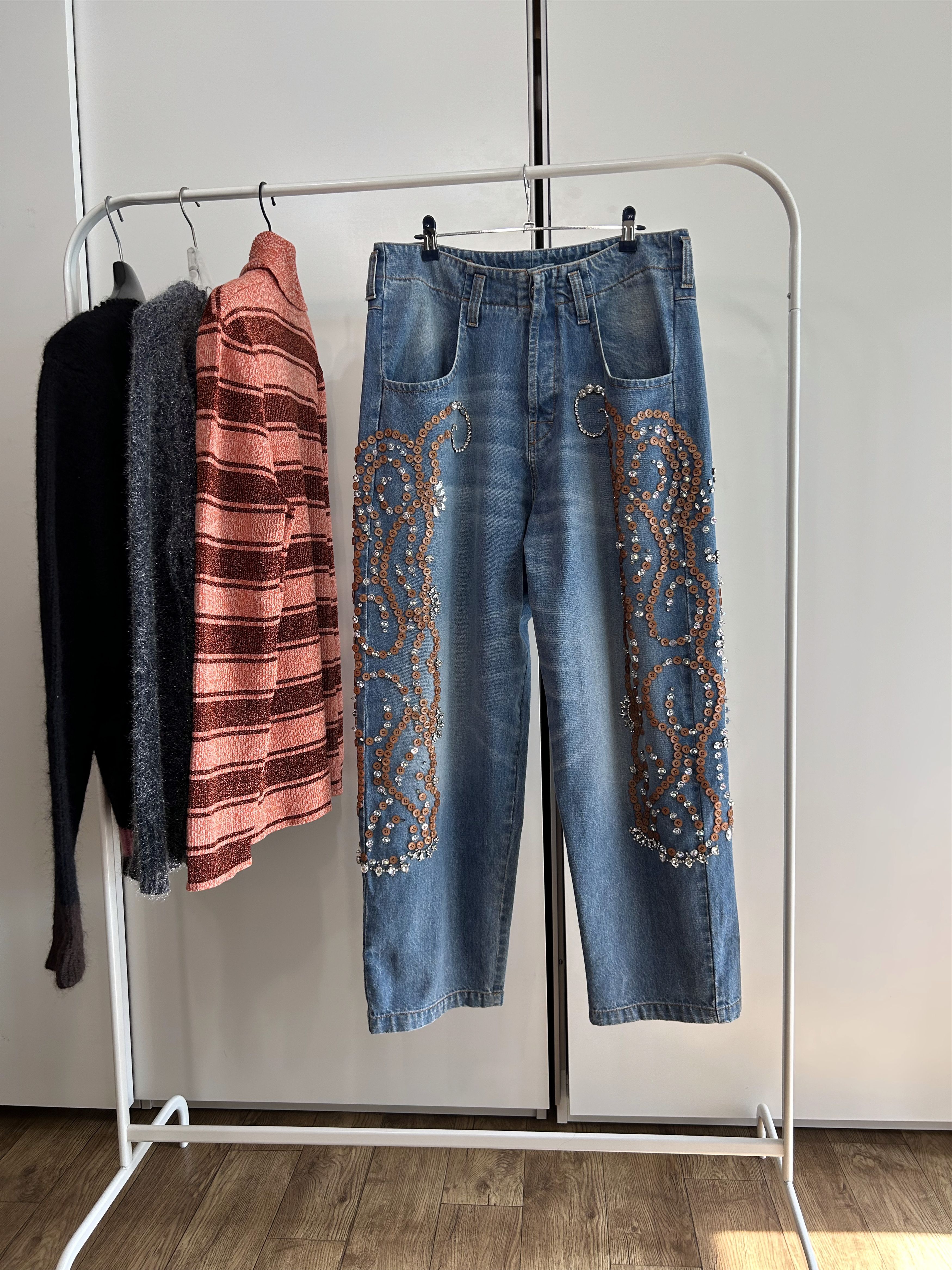 Blluemade BLUEMARBLE Beaded Embellished Denim Pants Size US 31 - 1 Thumbnail