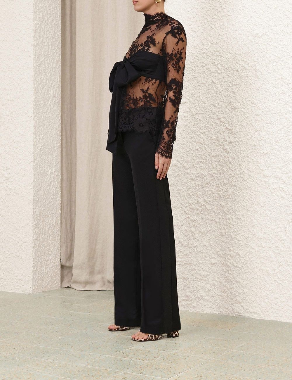 Zimmermann oc11z0725 Illustration Lace Top in Black Size L / US 10 / IT 46 - 3 Thumbnail