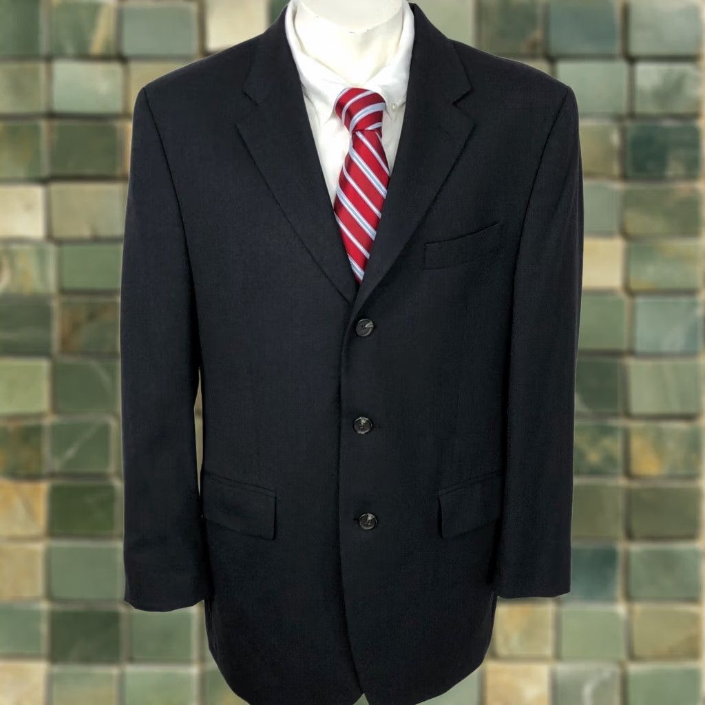 Ralph Lauren Lauren Ralph Lauren Blazer Jacket Gray 42R Men 100% Wool Blend Three-Button Single-Breasted Notch Lapel Regular Fit Vintage No Size 42R - 1 Thumbnail