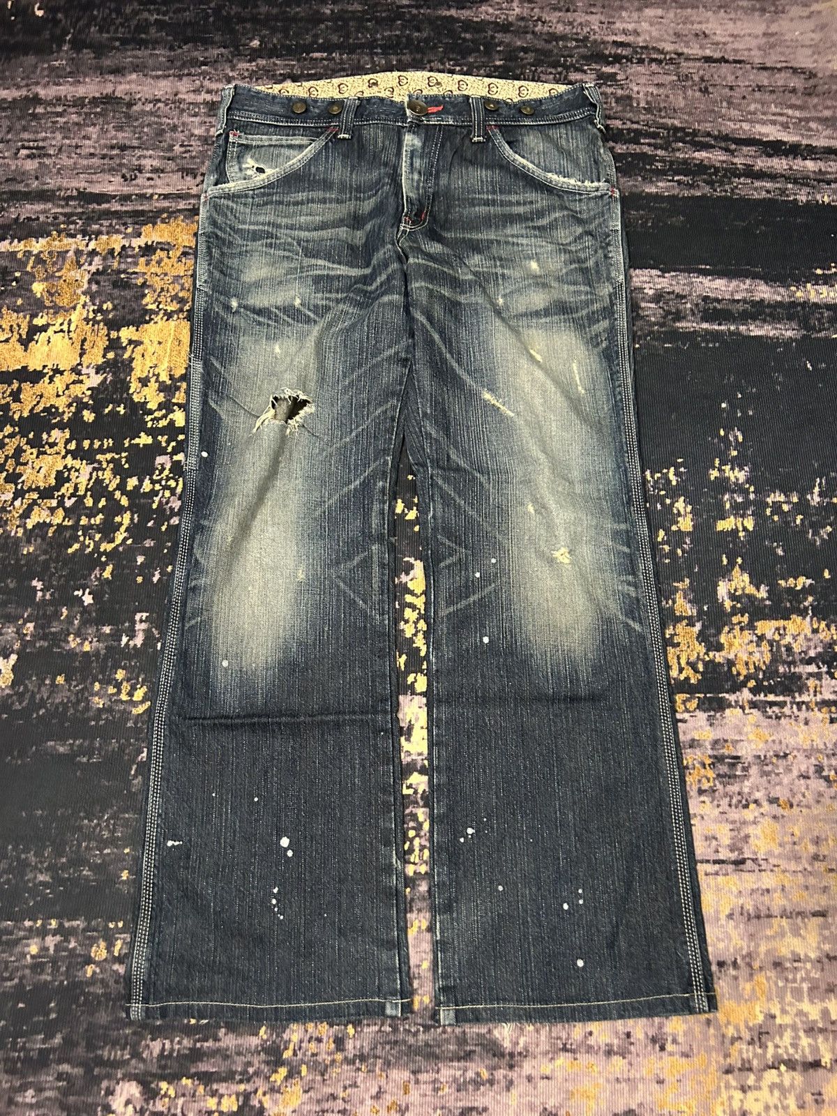 Edwin Vintage Wash Edwin 503 Blue Trip Distressed Carpenter Jeans Size US 34 / EU 50 - 4 Thumbnail