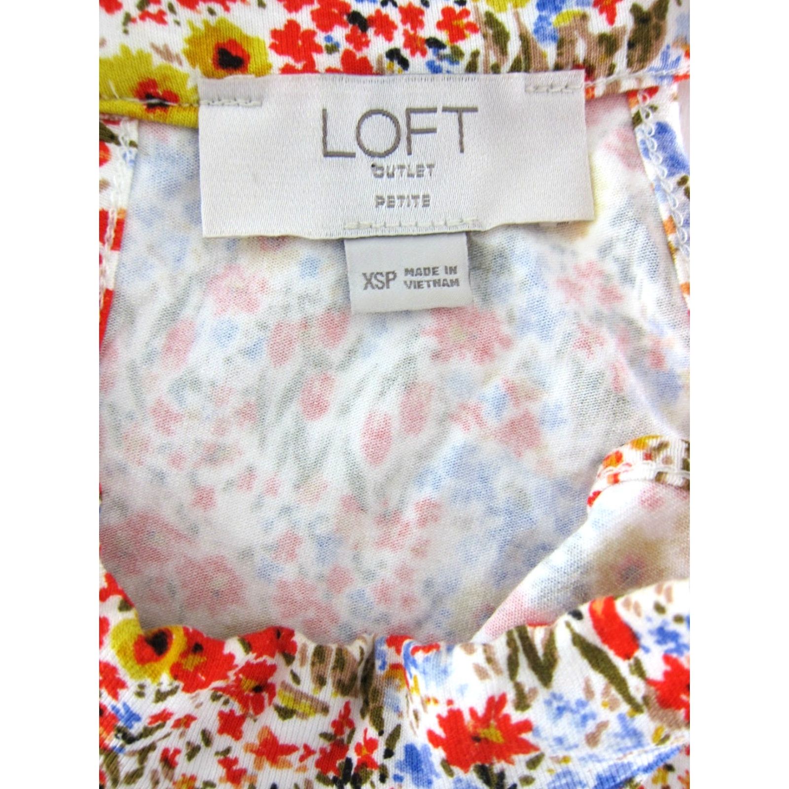 Ann Taylor VINTAGE Ann Taylor Red Blue Yellow Floral Jersey Stretch Sleeveless Tunic Sun Dress XSP Size XS / US 0-2 / IT 36-38 - 3 Thumbnail