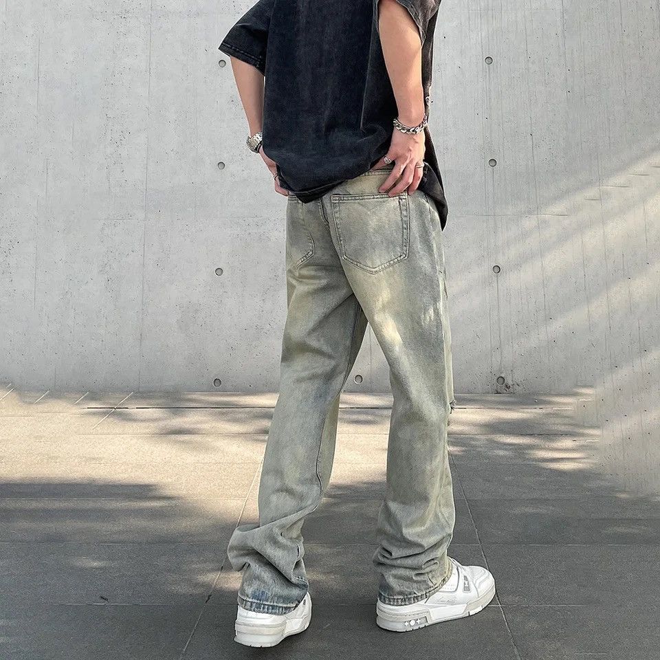 Ripped Jeans Y2k Streetwear Straight-leg Hombre Pantalones