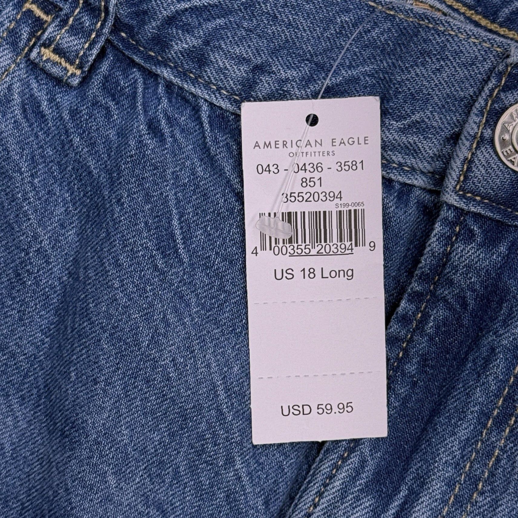 American Eagle Outfitters American Eagle Mom Jean 18 Long 34w High Rise Classic Medium New Size 40" / US 18 - 5 Thumbnail