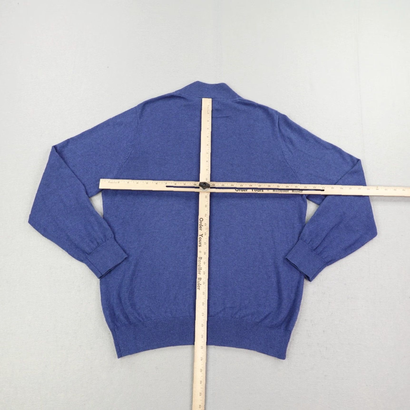 Vintage L.L. Bean Sweater Men's Medium Blue 1/4 Zip Pullover Knit Cotton Cashmere Classic Size US M / EU 48-50 / 2 - 5 Thumbnail