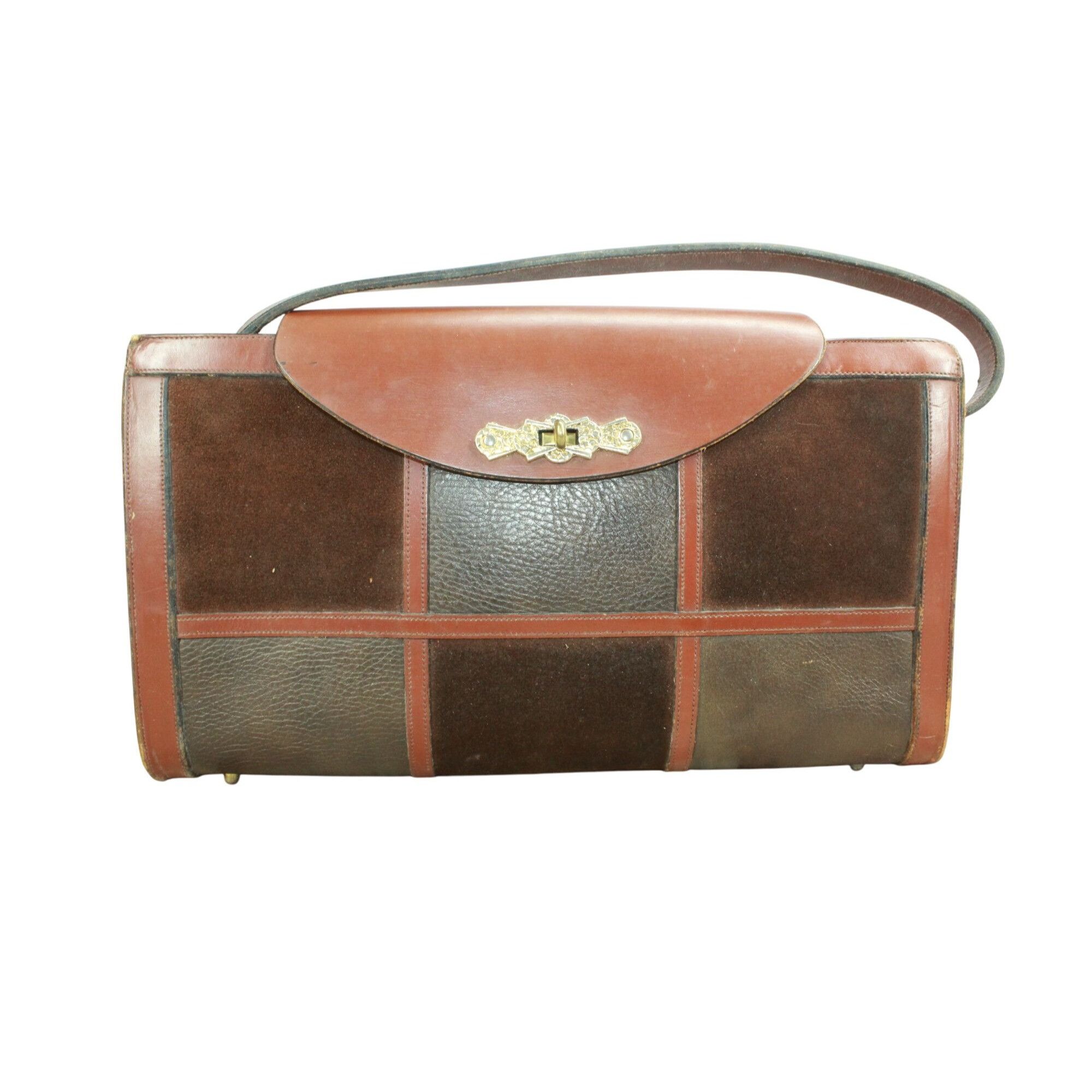 Leather × Vintage Vintage Patchwork Leather Suede Satchel Handbag Purse Size ONE SIZE - 1 Thumbnail