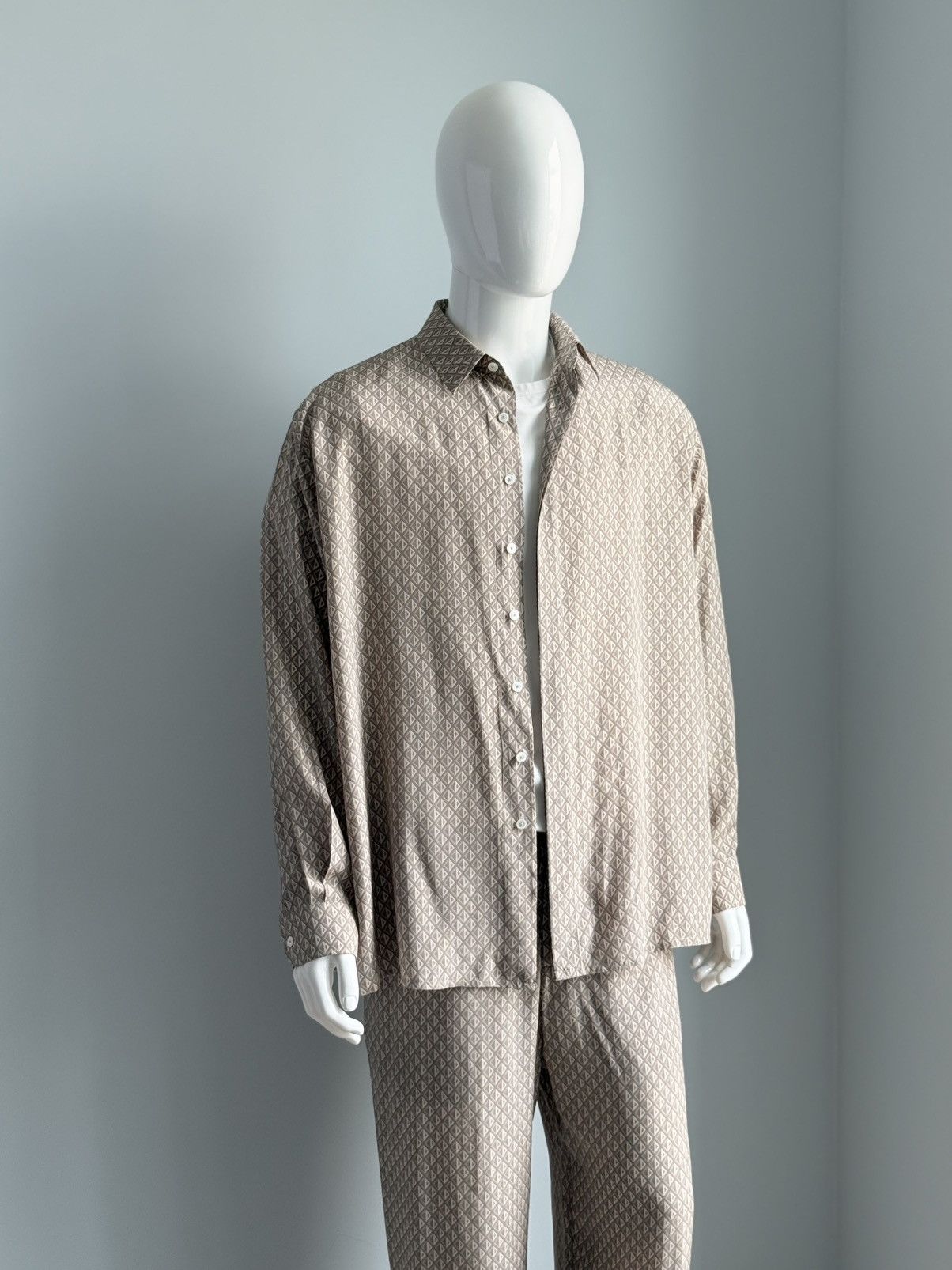 Dior Dior Oblique 100% Silk Set Monogram Beige Pants + Shirt Size US L / EU 52-54 / 3 - 8 Thumbnail