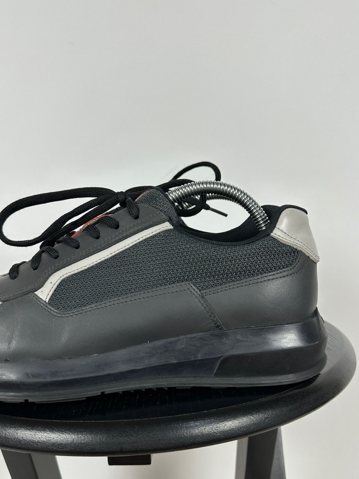 Prada Prada Grey Leather Red Tab Sneakers Size US 6.5 / EU 39-40 - 16 Thumbnail