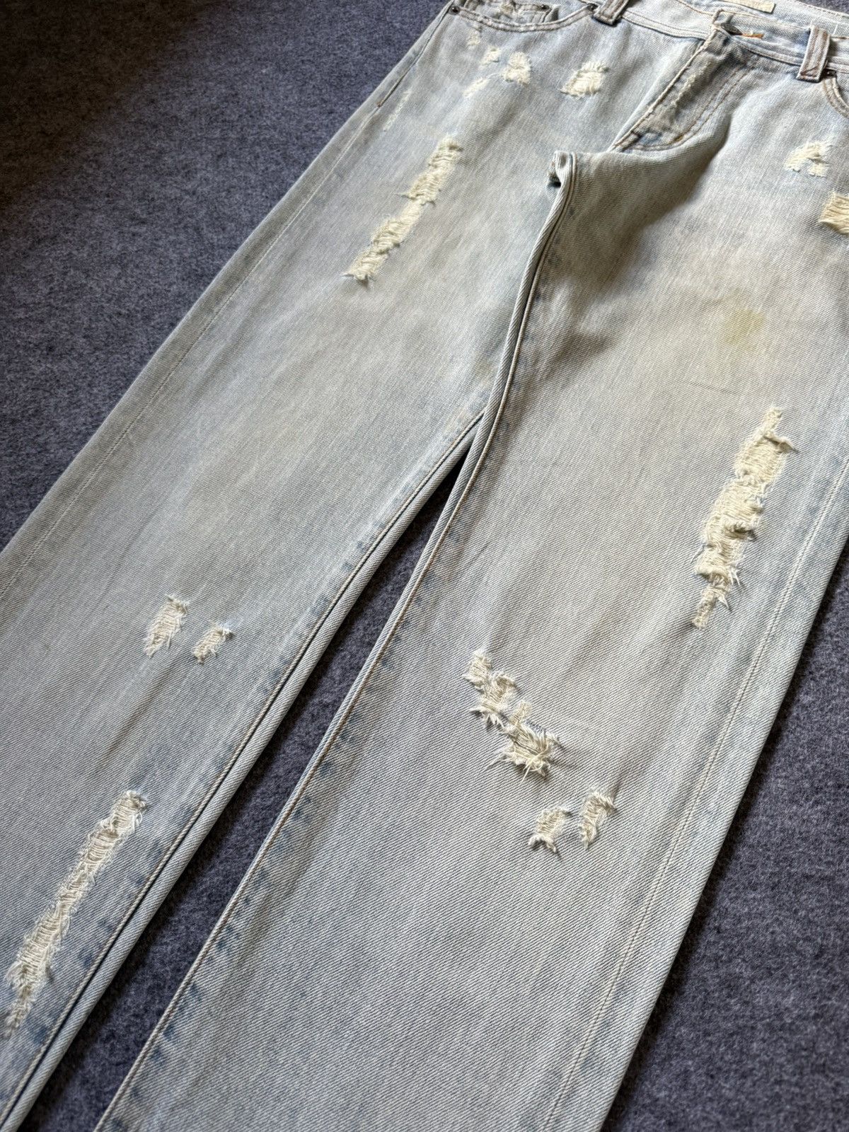 ABAHOUSE × Japanese Brand Abahouse Japan Distressed Flapped Pocket Light Wash Jeans Size US 30 / EU 46 - 6 Thumbnail