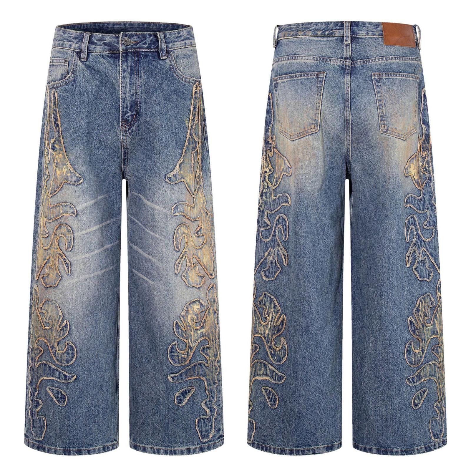 Other Appliqué Denim Premium Wide-Leg Bespoke Jeans Size US 32 / EU 48 - 5 Thumbnail