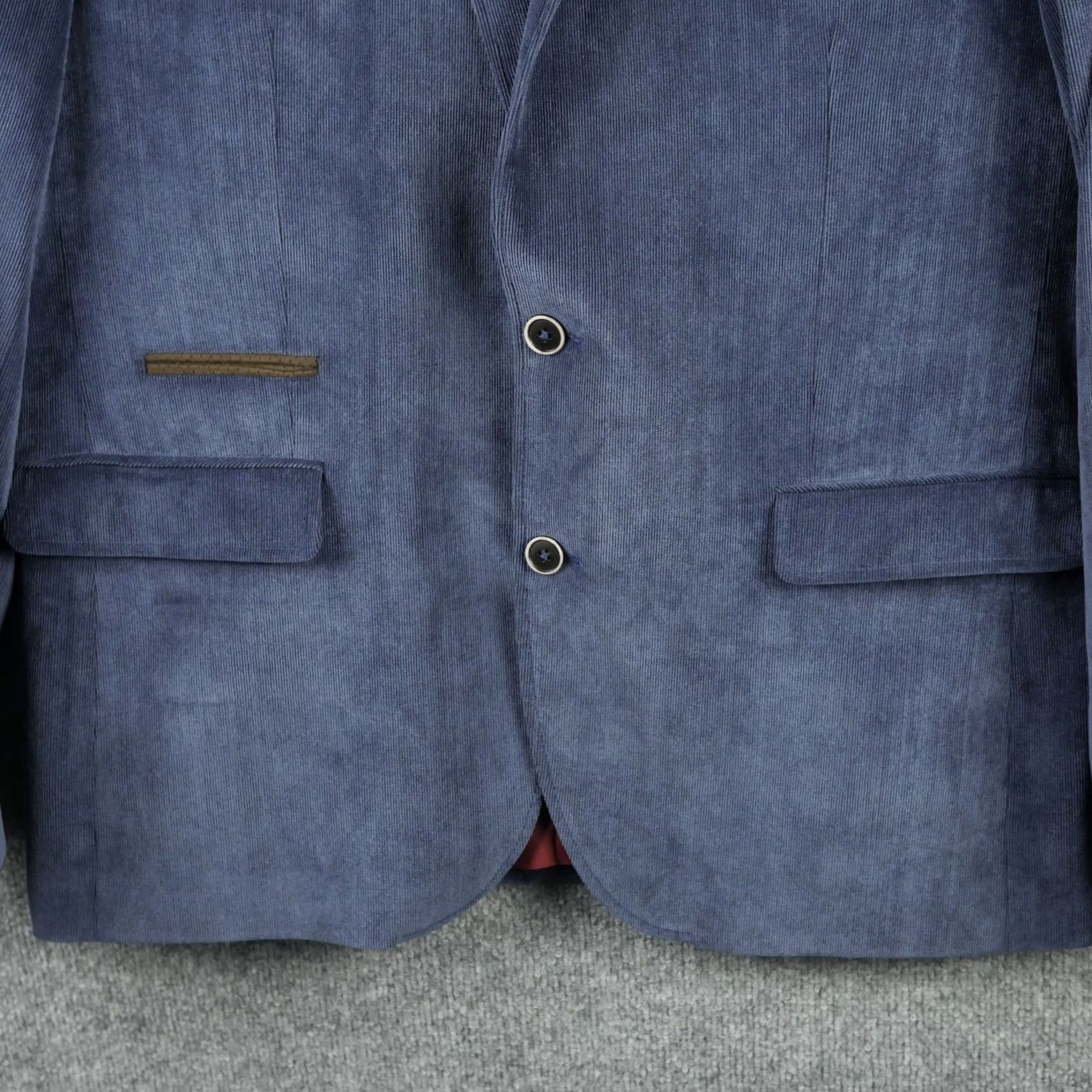 English Laundry English Laundry Blazer Mens 2X Blue Corduroy Suit Jacket Elbow Patches Size 48R - 3 Thumbnail