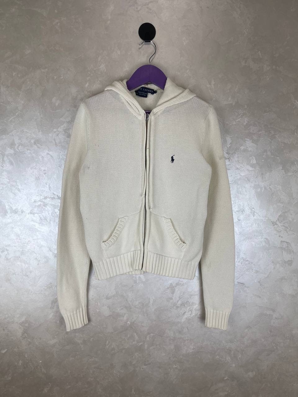 Ralph Lauren Ralph Lauren Cotton Knit Zip Hoodie Cream S Size S / US 4 / IT 40 - 1 Thumbnail