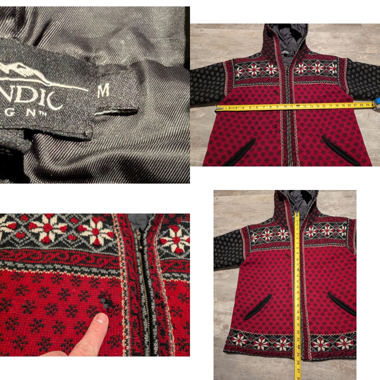 Vintage VINTAGE Icelandic Design Wool Full Zip Lined Hooded Jacket Womens M Red Fair Isle Wool Jacket - Designer, Casual, Travel, Short Sleeve? Size M / US 6-8 / IT 42-44 - 8 Thumbnail