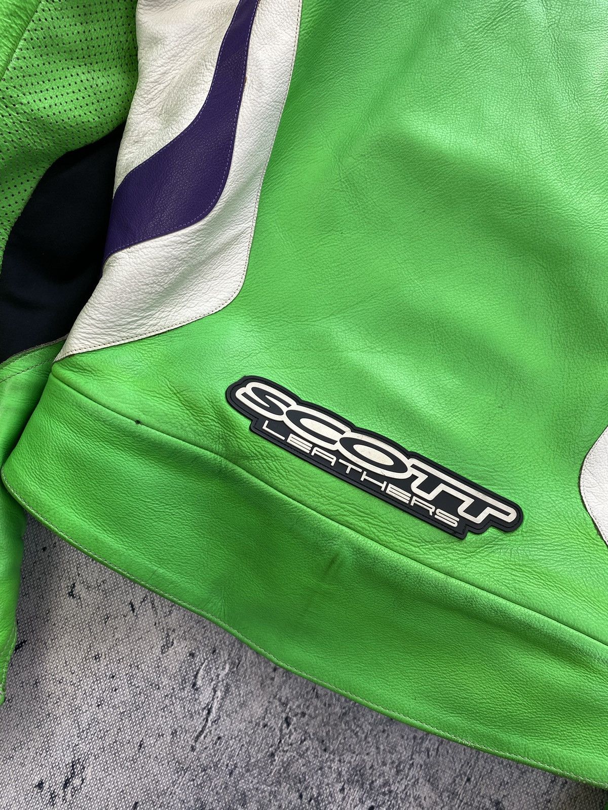 Vintage Leather Jacket Racing Kawasaki Scott USA