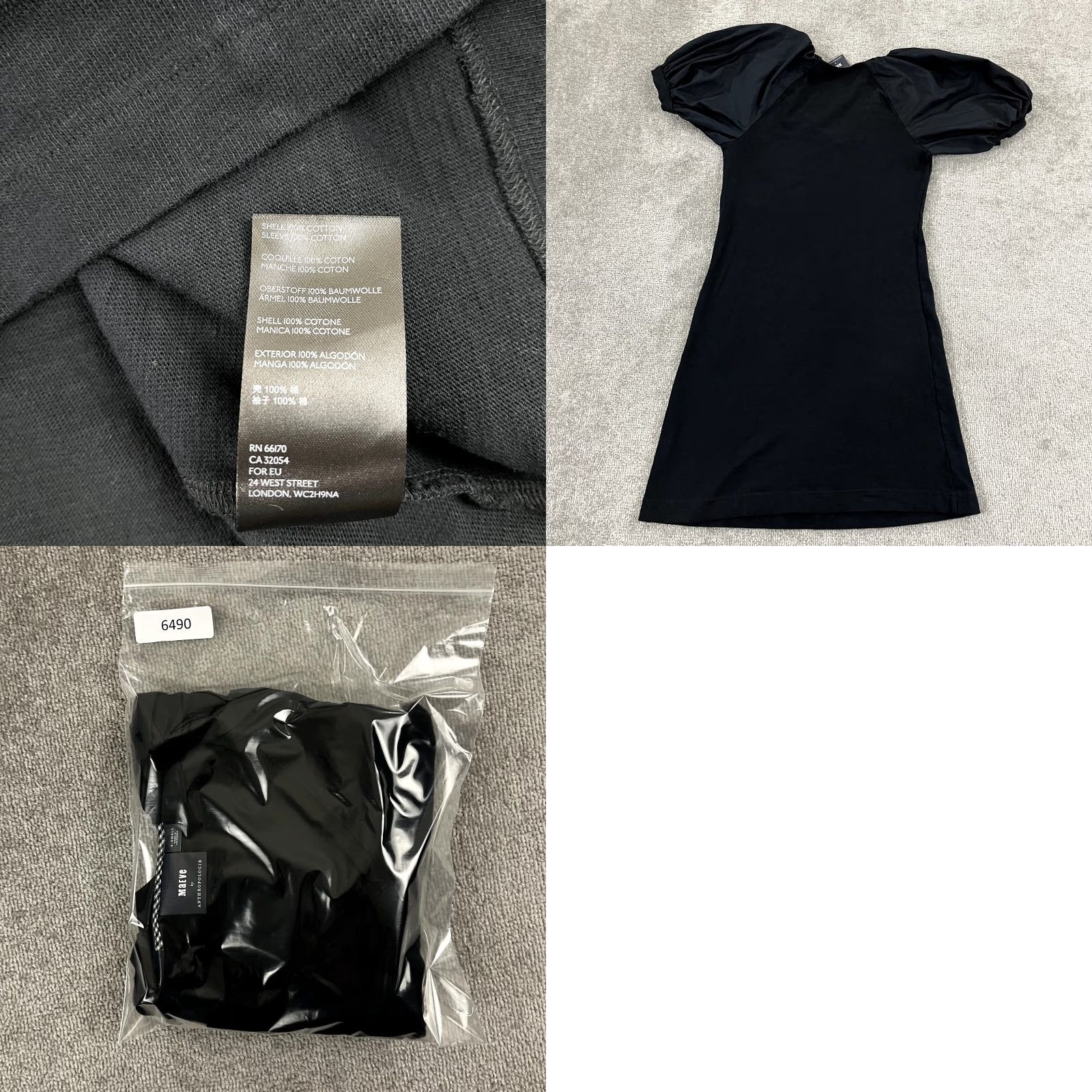Vintage MAEVE Top Womens XS Black Annika Knit Dress 34" Mini Above Knee Poplin Puff SLV KnIT Blouse Size XS / US 0-2 / IT 36-38 - 8 Thumbnail