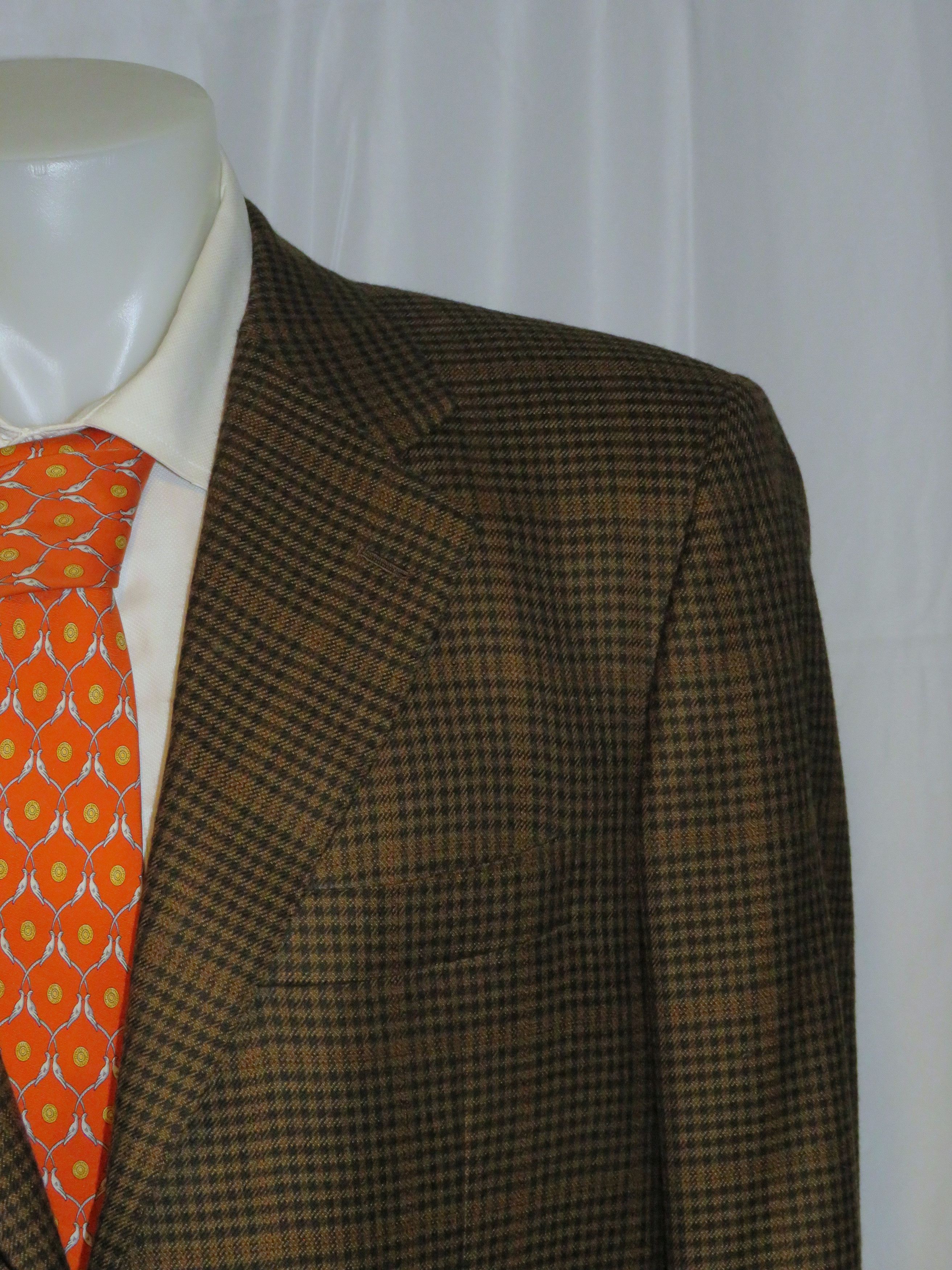 Kiton Vintage Brown Plaid 100% Cashmere Three Button Blazer 46L Size 46L - 3 Thumbnail