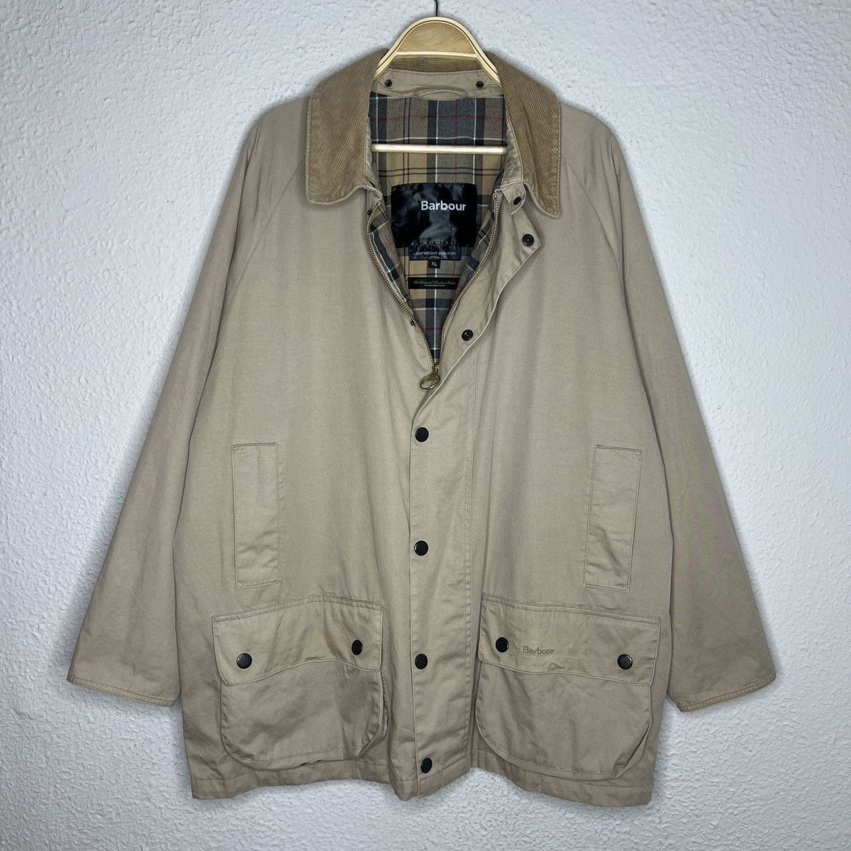 image of Barbour Beaufort Waxed Jacket Coat Beige A963 L/w, Men's (Size XL)