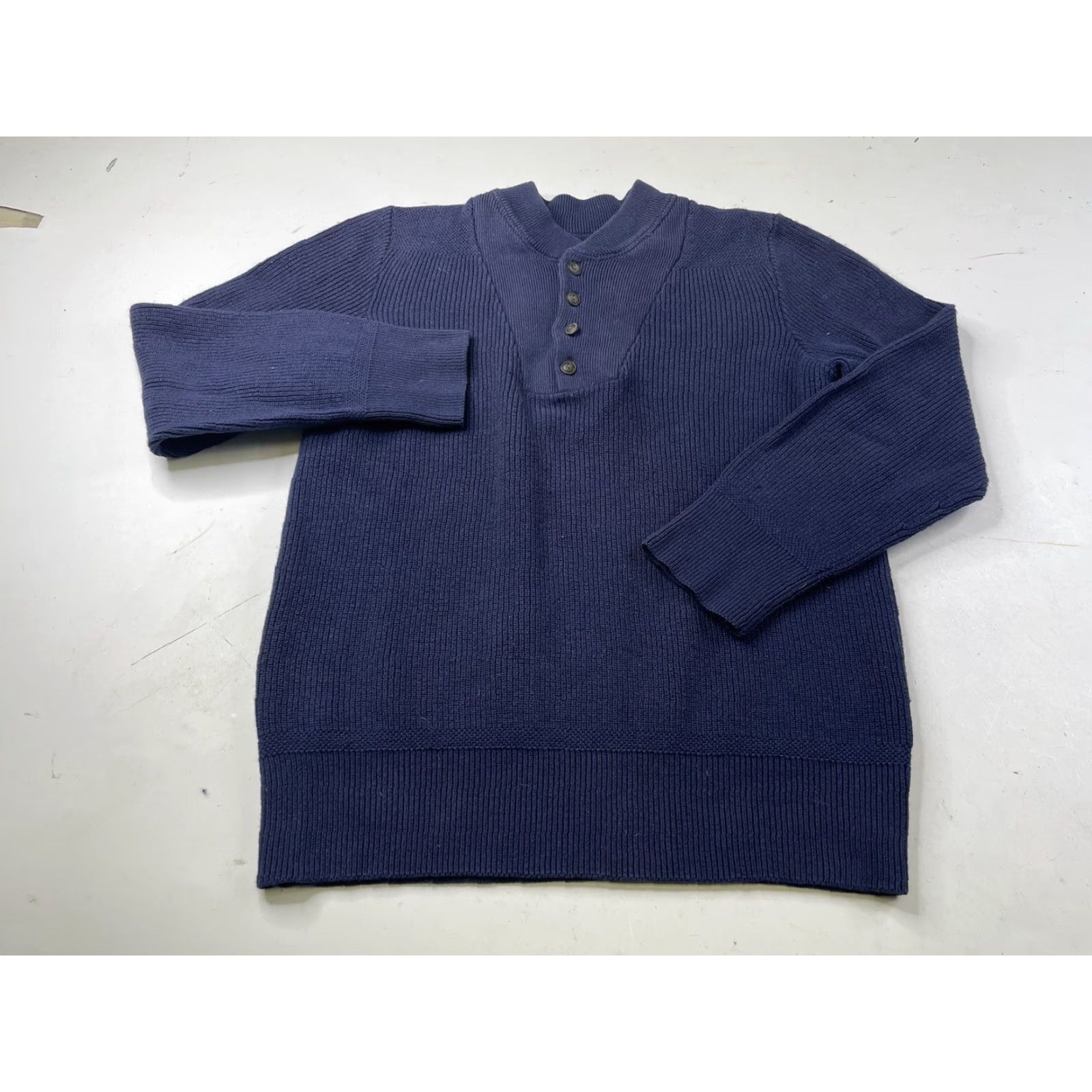 Vintage VINTAGE L.L.Bean Fisherman Button Henley Sweater Blue Ribbed Knit MENS Large Size US L / EU 52-54 / 3 - 2 Thumbnail