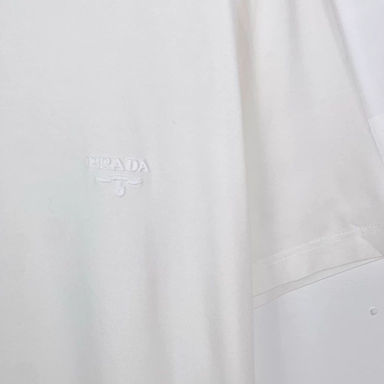 Prada Prada Logo letter embroidery round neck white cotton short- Size US XXL / EU 58 / 5 - 4 Thumbnail