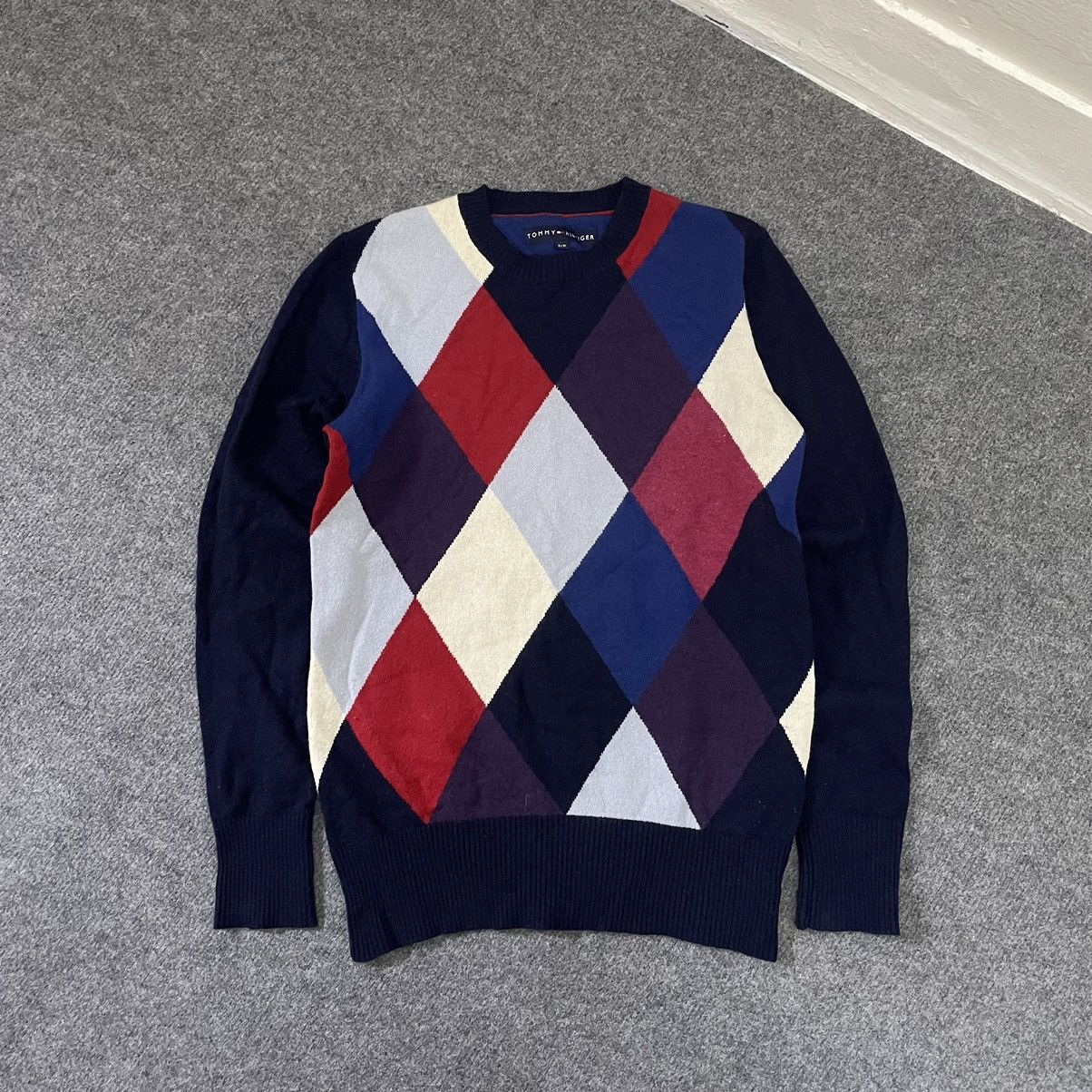 Tommy Hilfiger × Vintage Vintage 90s Tommy Hilfiger Lambswool Sweater Quilted Design Size US S / EU 44-46 / 1 - 1 Thumbnail