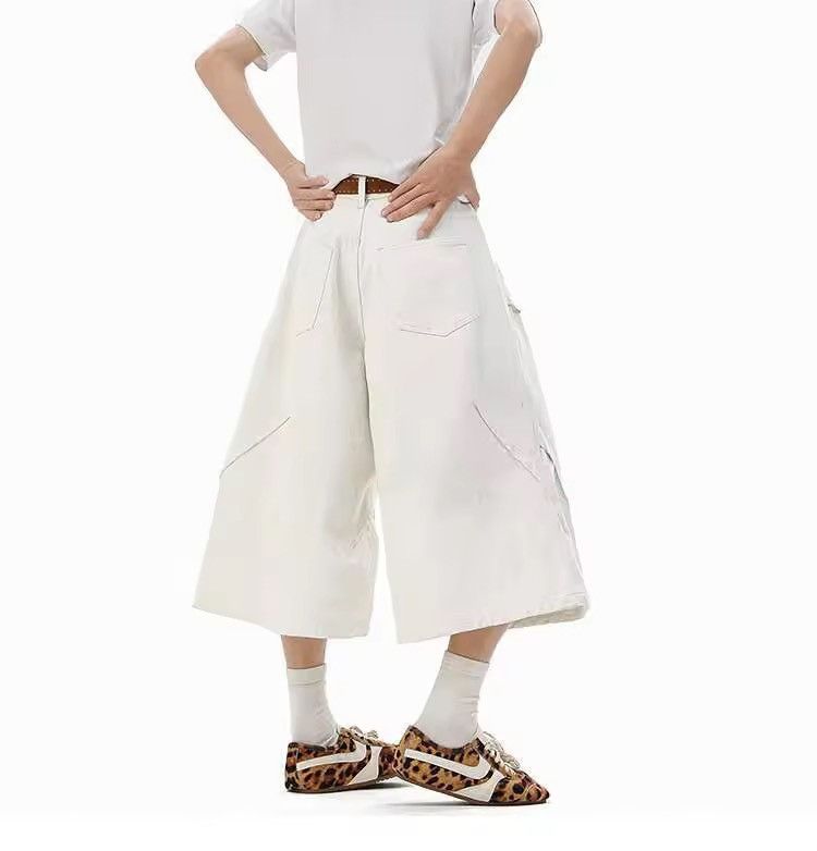 White super baggy denim shorts