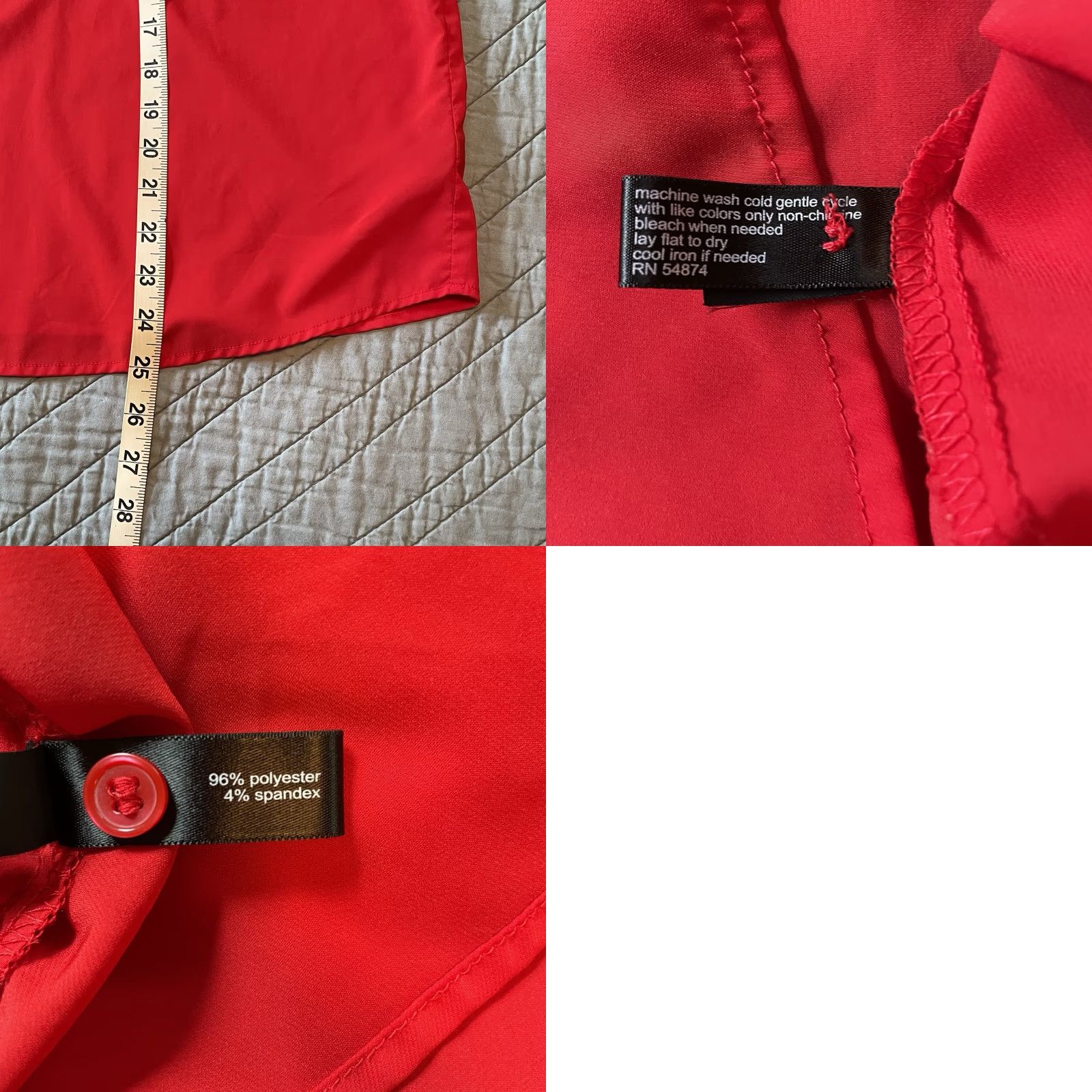Vintage The Limited Womens Blouse Red V-Neck 3/4 Sleeve Size S Polyester Spandex Button Career Workwear Casual Party/Cocktail City Classic Designer Size S / US 4 / IT 40 - 8 Thumbnail