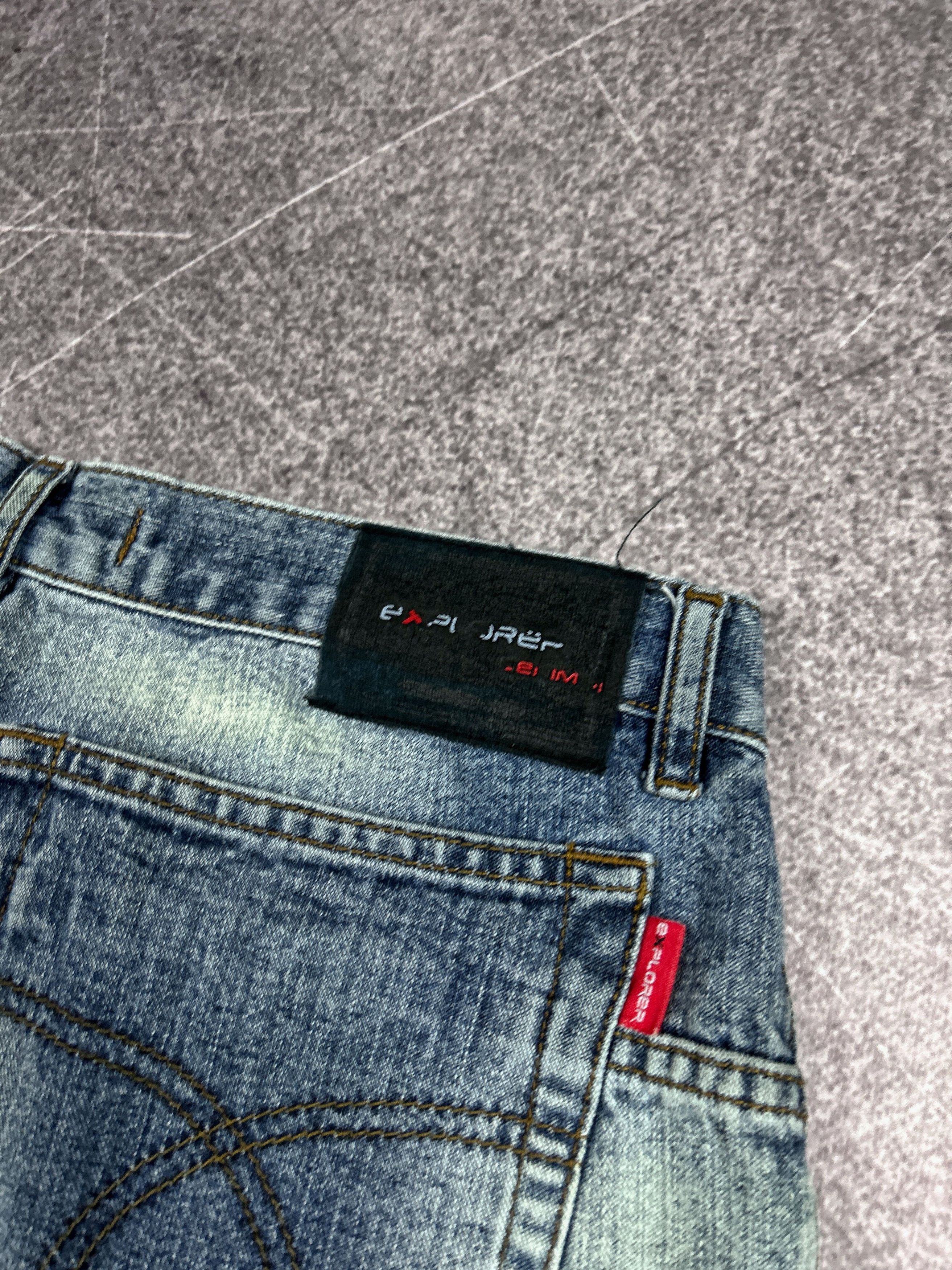 Vintage Y2K Wide Leg Panel Denim Jeans Baggy Skater Distressed Fade Size US 32 / EU 48 - 7 Thumbnail