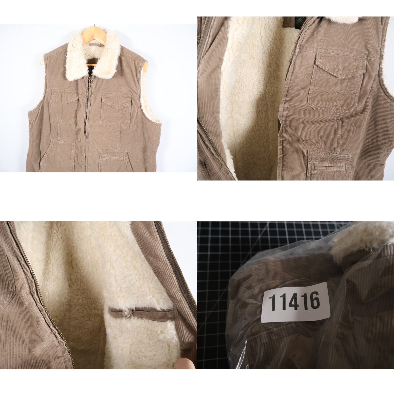 Vintage Guide Series Corduroy Vest Women 2XL Brown Zip Up Sherpa Lined Insulated Casual Bomber Jacket Style 90s Biker Outdoor Womens Size XXL / US 16-18 / IT 52-54 - 8 Thumbnail
