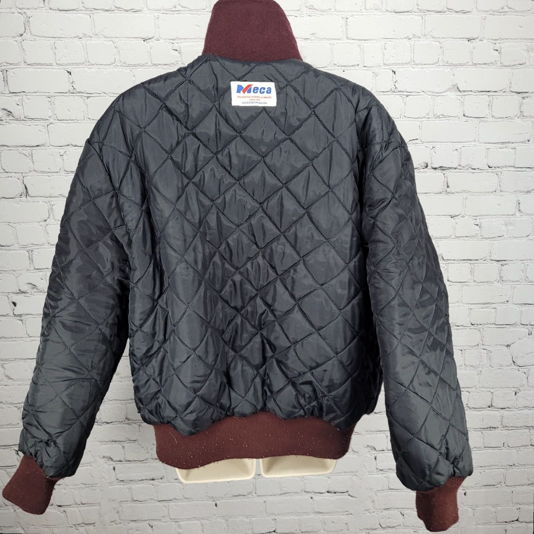 Etro Meca Varsity Jacket Women XL Red Quilted Lining Wool Snap Letterman Retro School Womens Size XL / US 12-14 / IT 48-50 - 5 Thumbnail