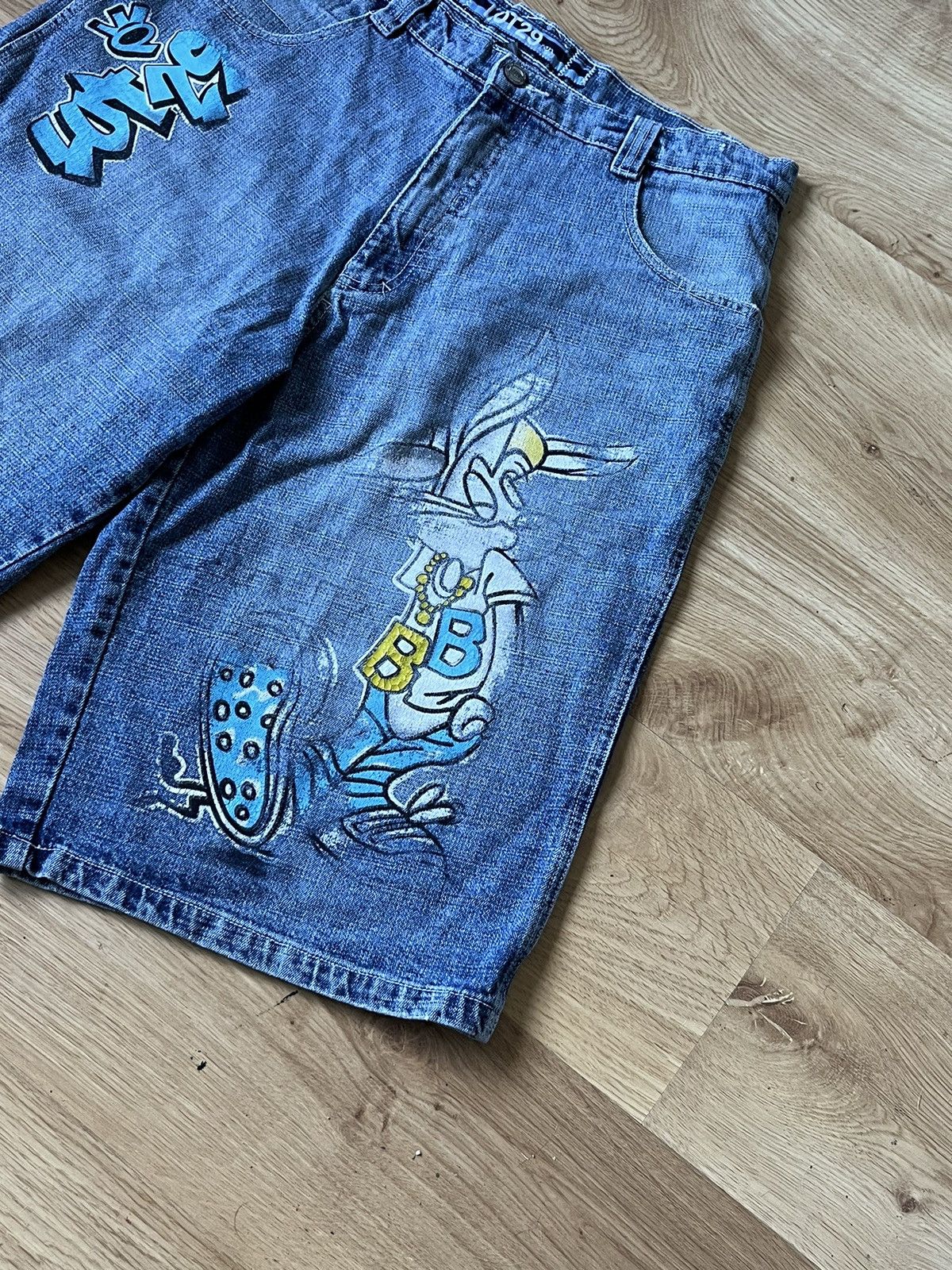 JNCO × Southpole Jorts Shorts Baggy Faded Blue Jeans Vintage Lot 29 Size US 34 / EU 50 - 2 Thumbnail